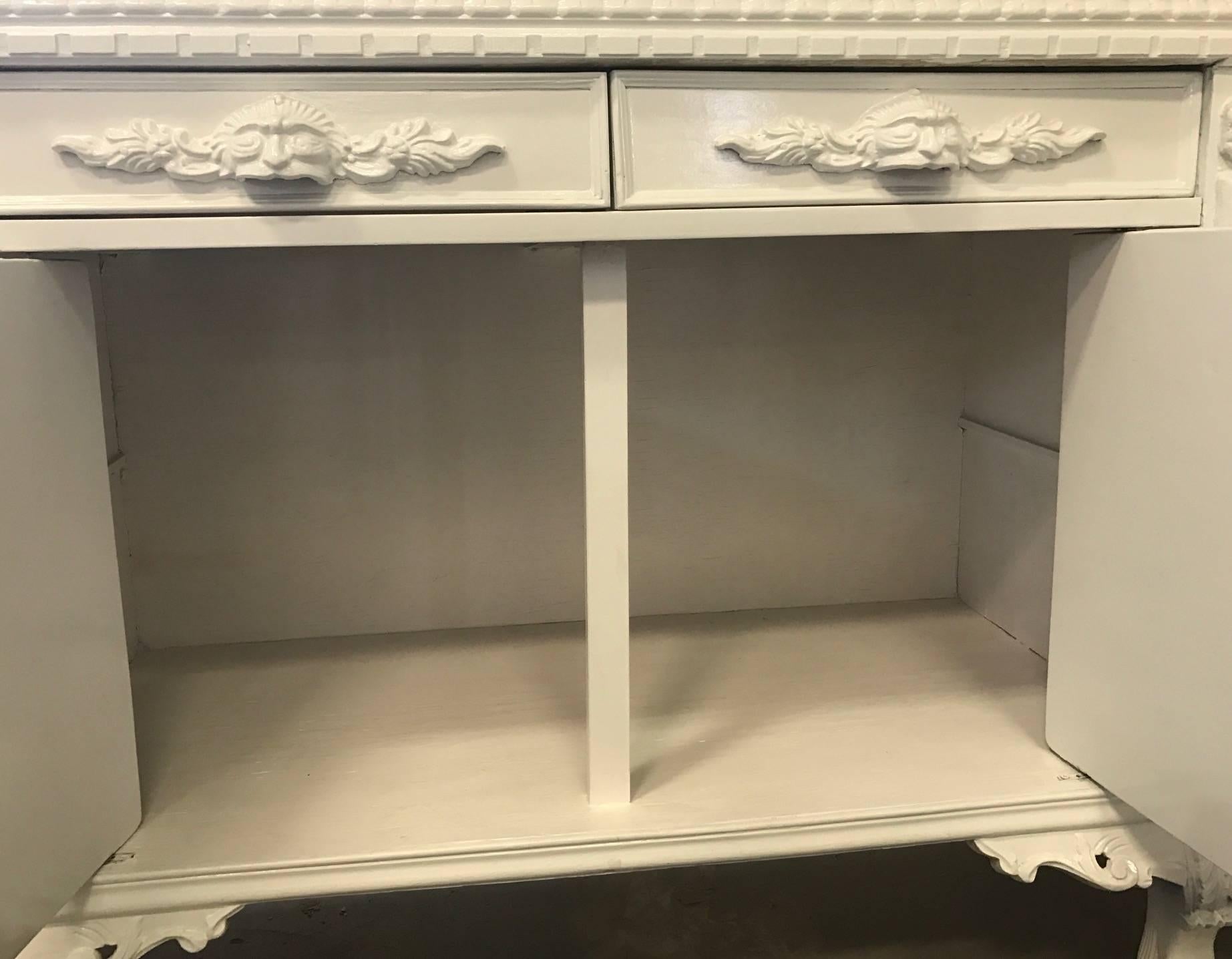 ON SALE Monumental White Lacquered Modern Newly Refurbished Sideboard or Console In Excellent Condition In Westport, CT
