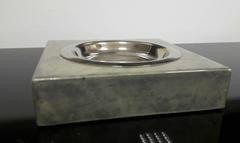 Tura Ashtray, Light Grey Goatskin High Gloss