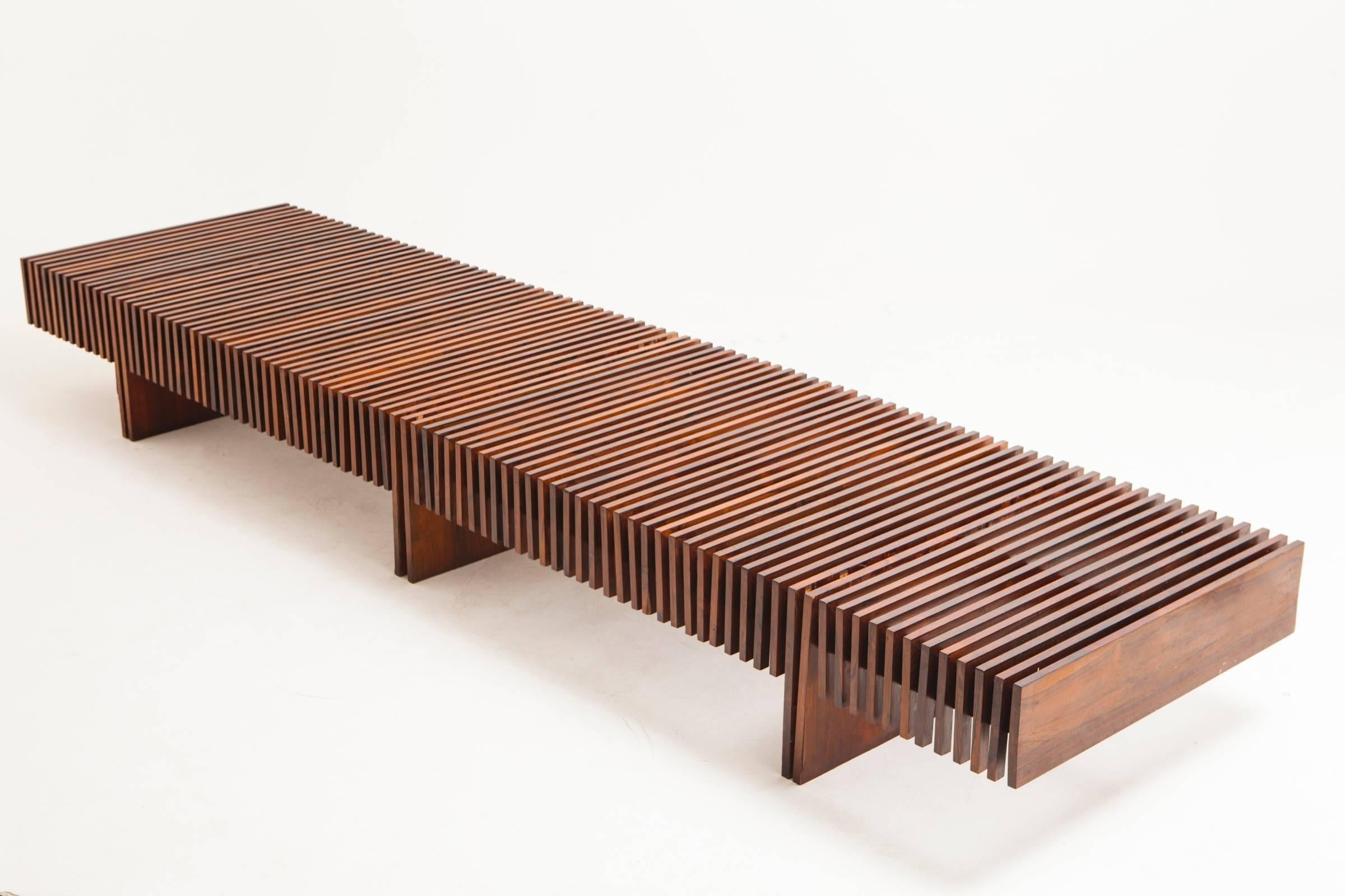 Mid-Century Modern Rare Forma Bench in Jacaranda Wood by Carlos Hauner \ Martin Eisler Brazil 1950s