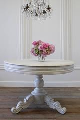 Carved Walnut Antique Renaissance Round Dining Table or Entry Table