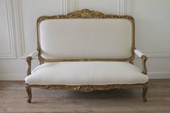 19th Century Carved Giltwood Louis XV Style Settee
