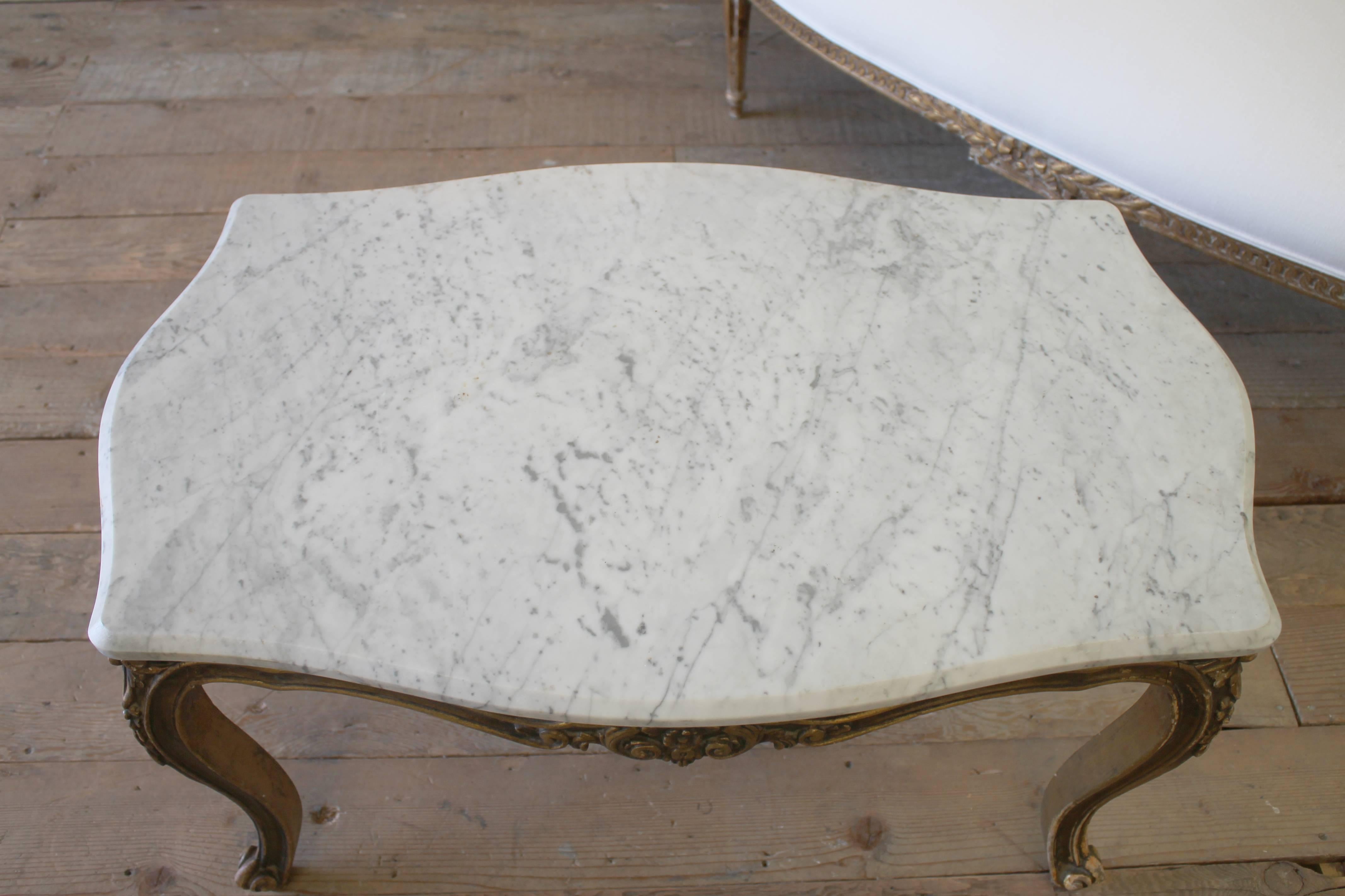 Louis XV Antique Giltwood Marble-Top Coffee Table