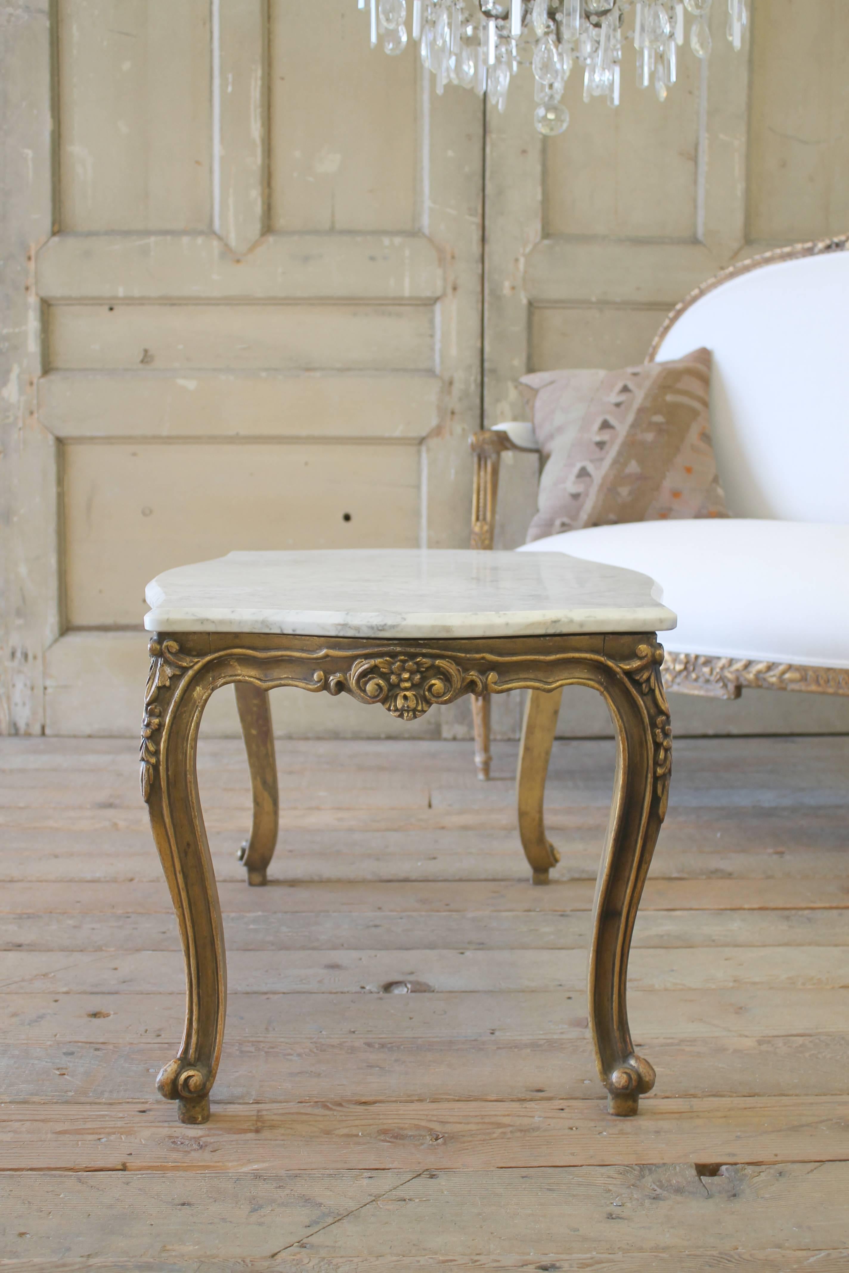 19th Century Antique Giltwood Marble-Top Coffee Table