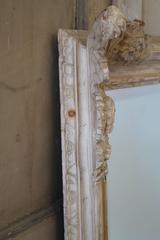 Large Louis XV Style Hand-Carved Wood and White Washed Mirror