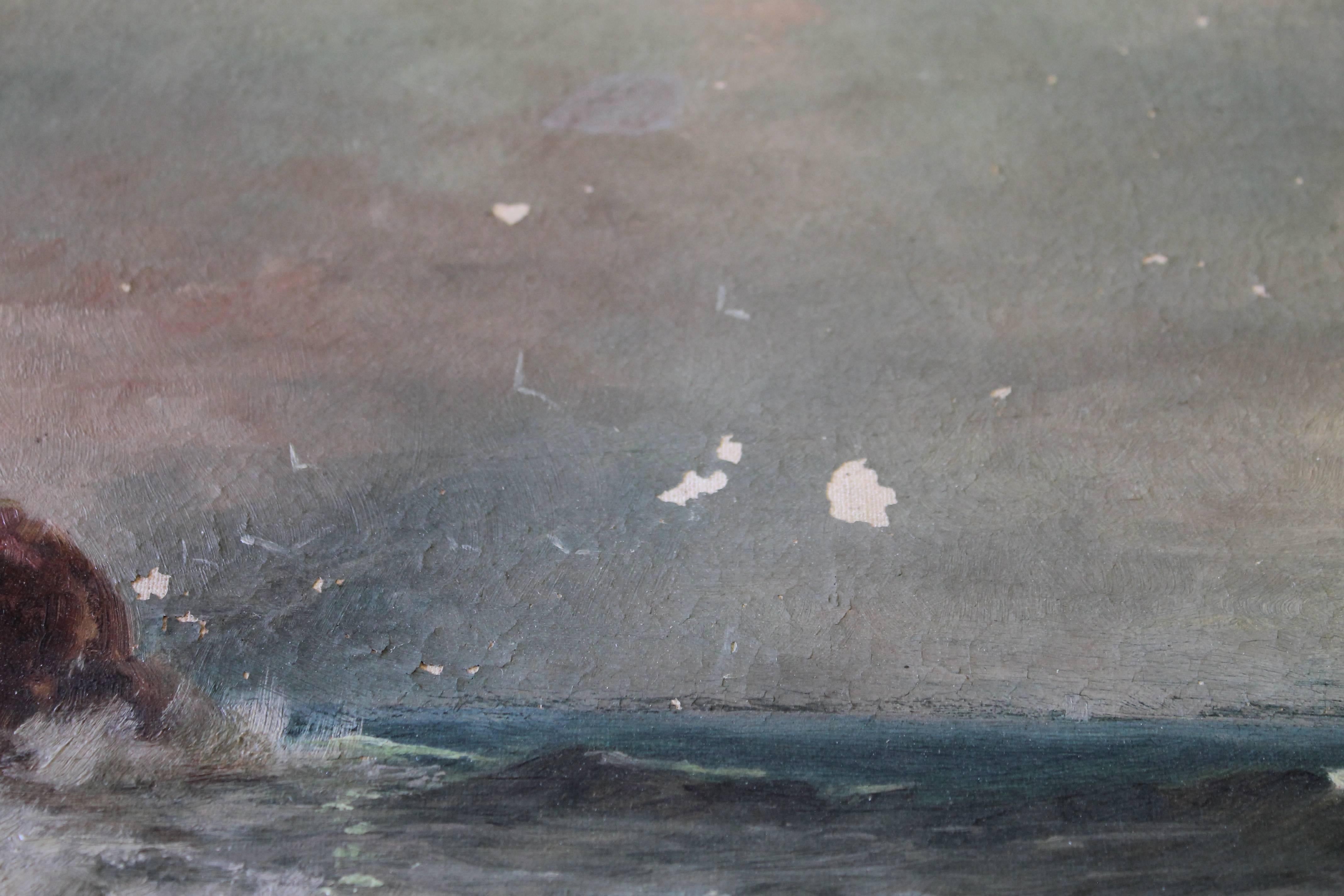 American 19th Century Ocean Oil Painting