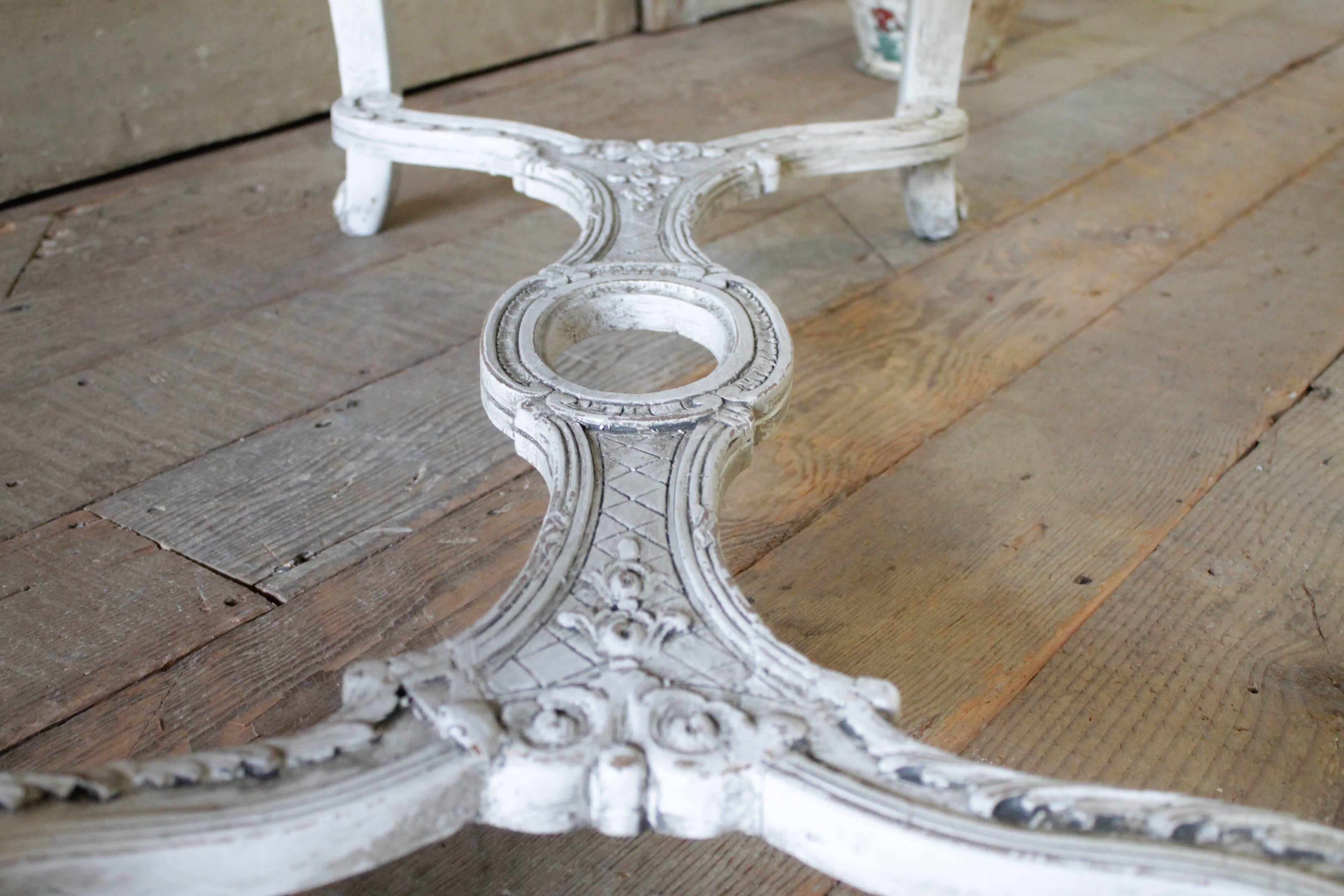 20th Century Carved and Painted Upholstered Bench 1