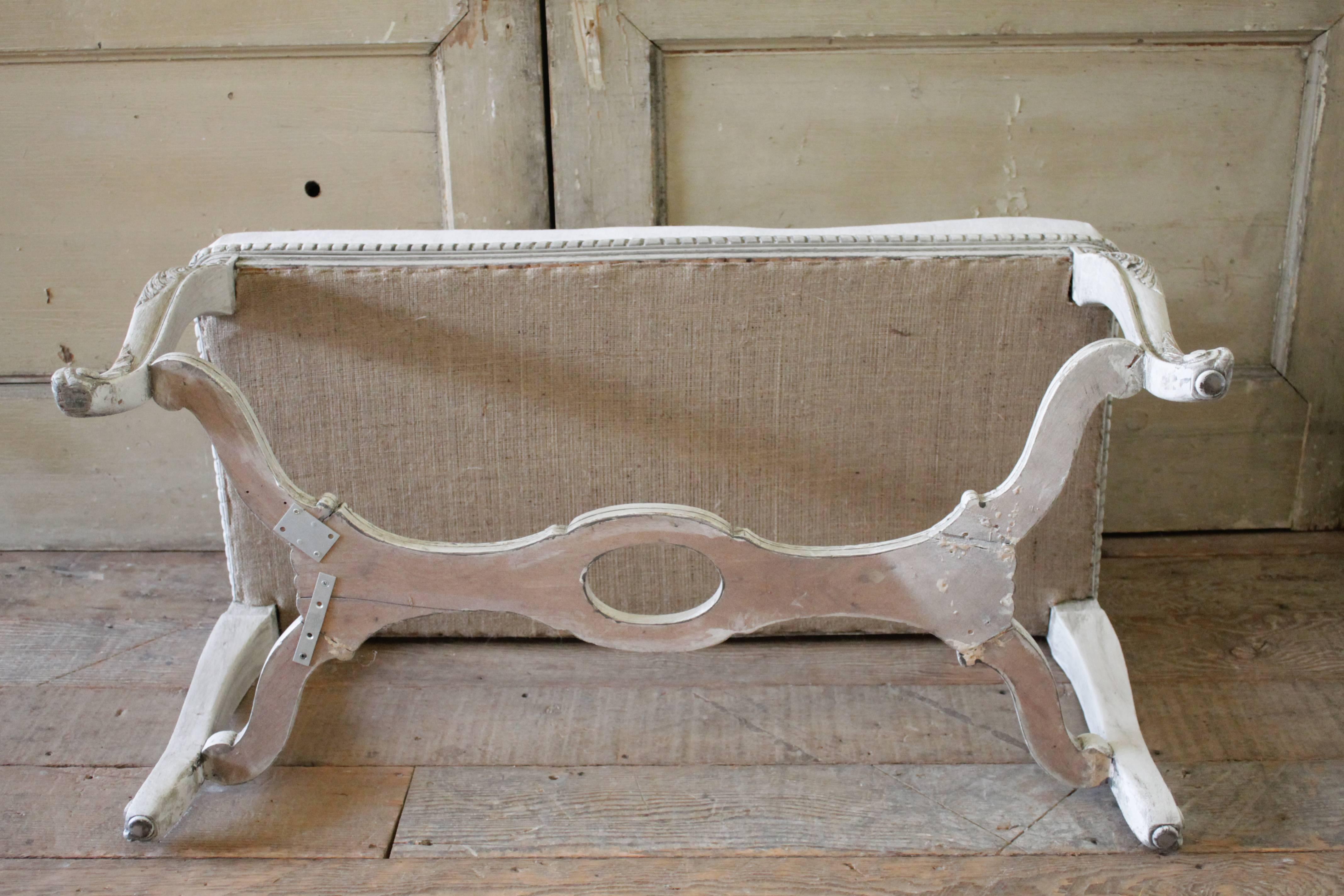 20th Century Carved and Painted Upholstered Bench 5