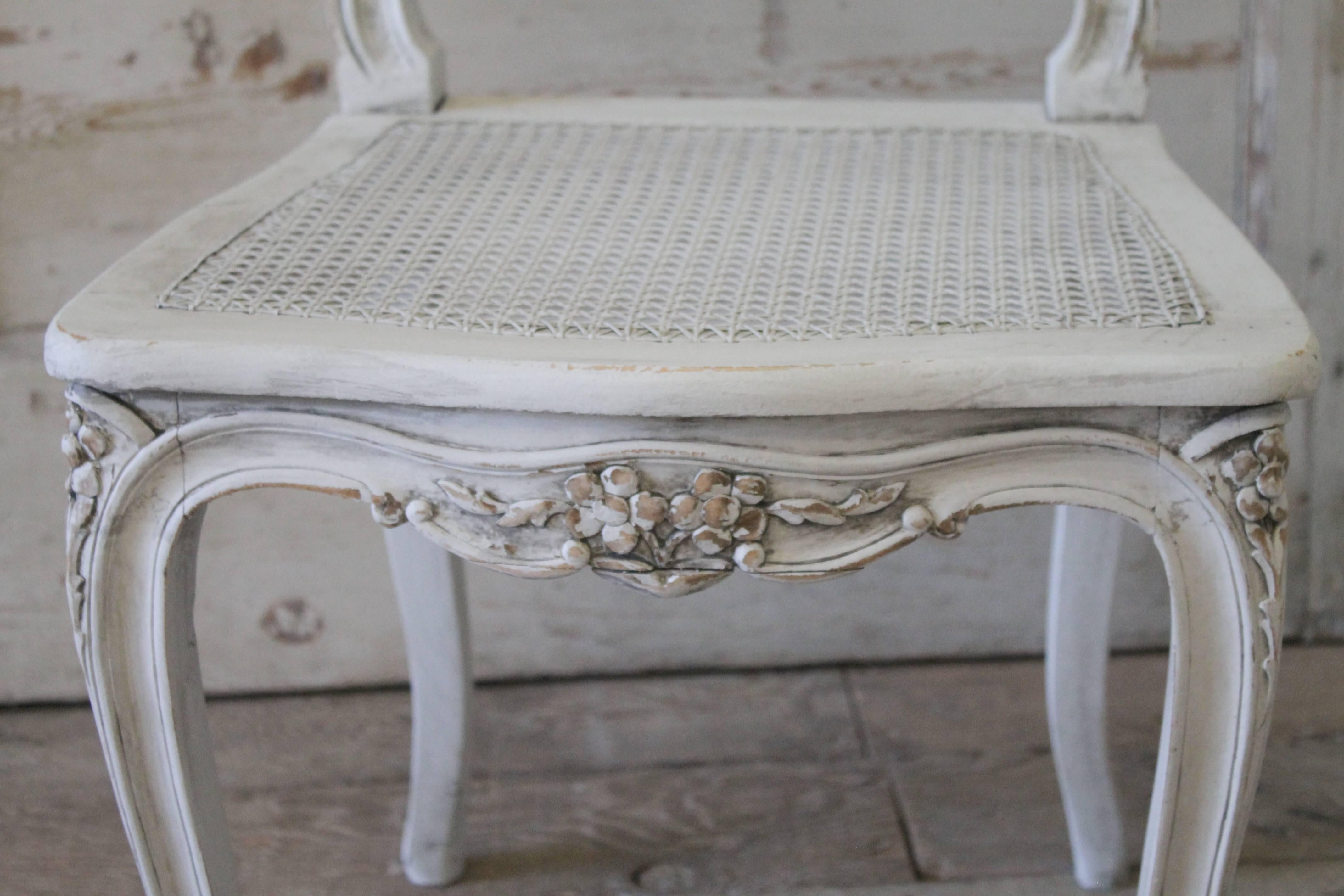 French 19th Century Painted Caned Vanity Chair in the Louis XV Style