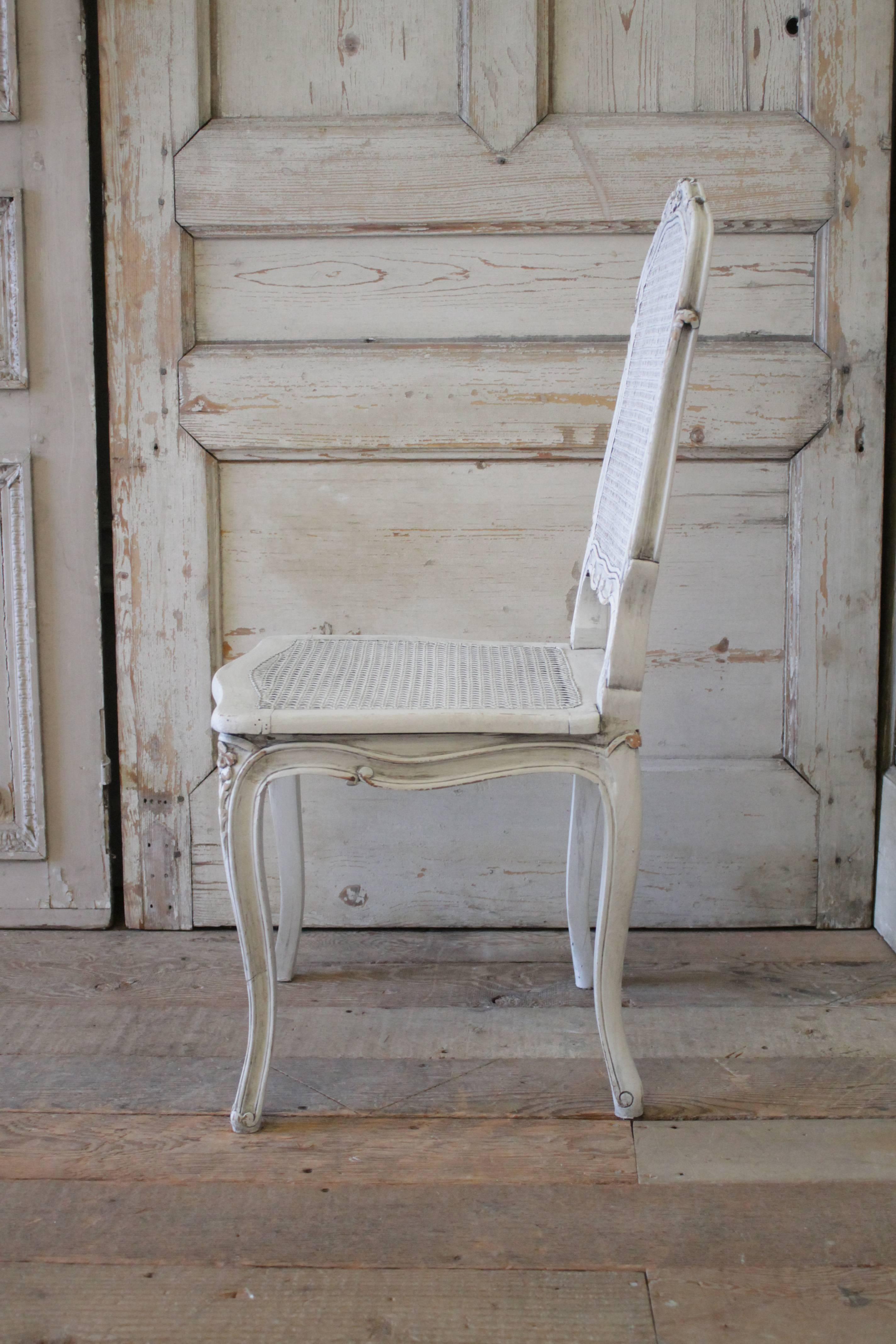 19th Century Painted Caned Vanity Chair in the Louis XV Style 1