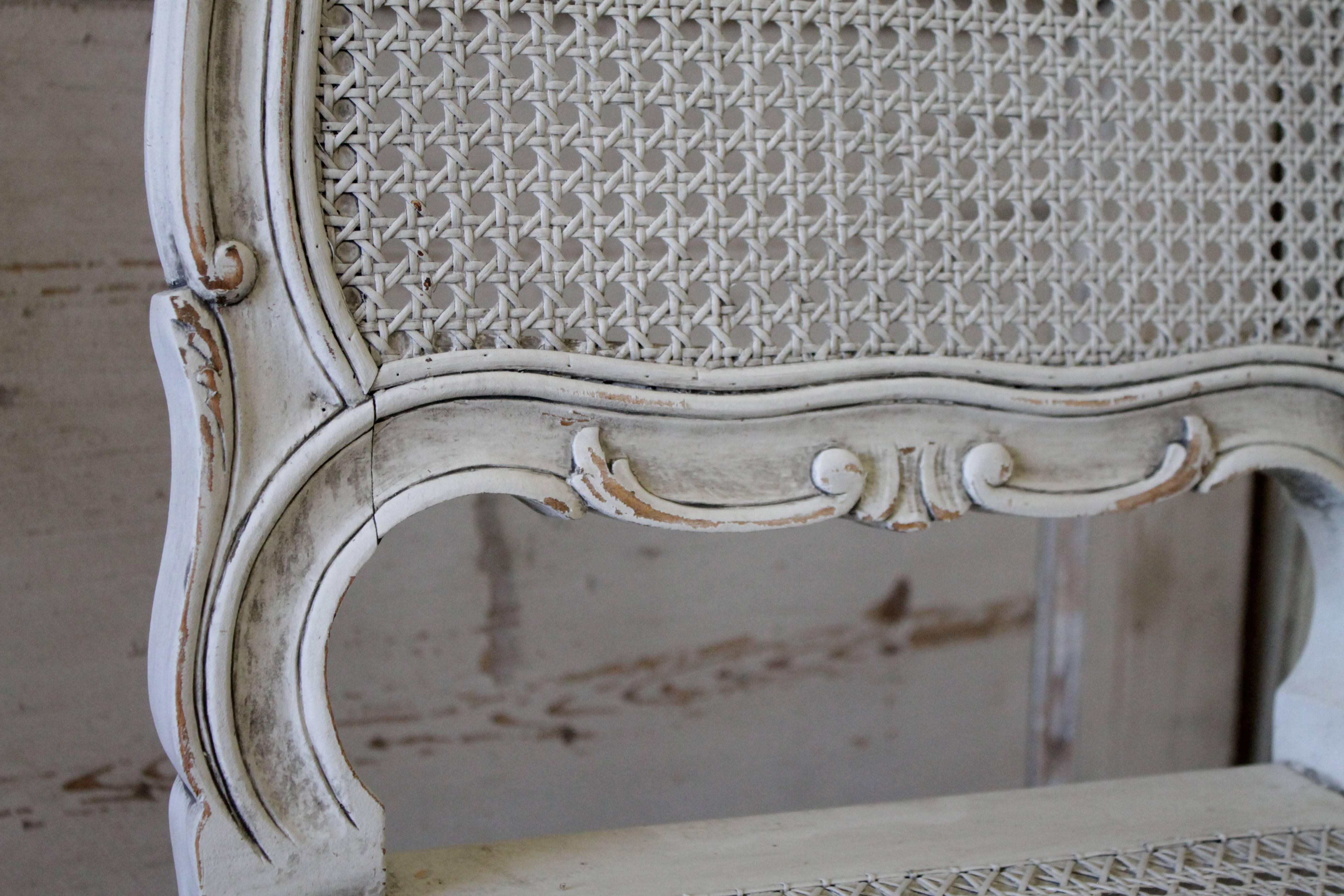 19th Century Painted Caned Vanity Chair in the Louis XV Style 3
