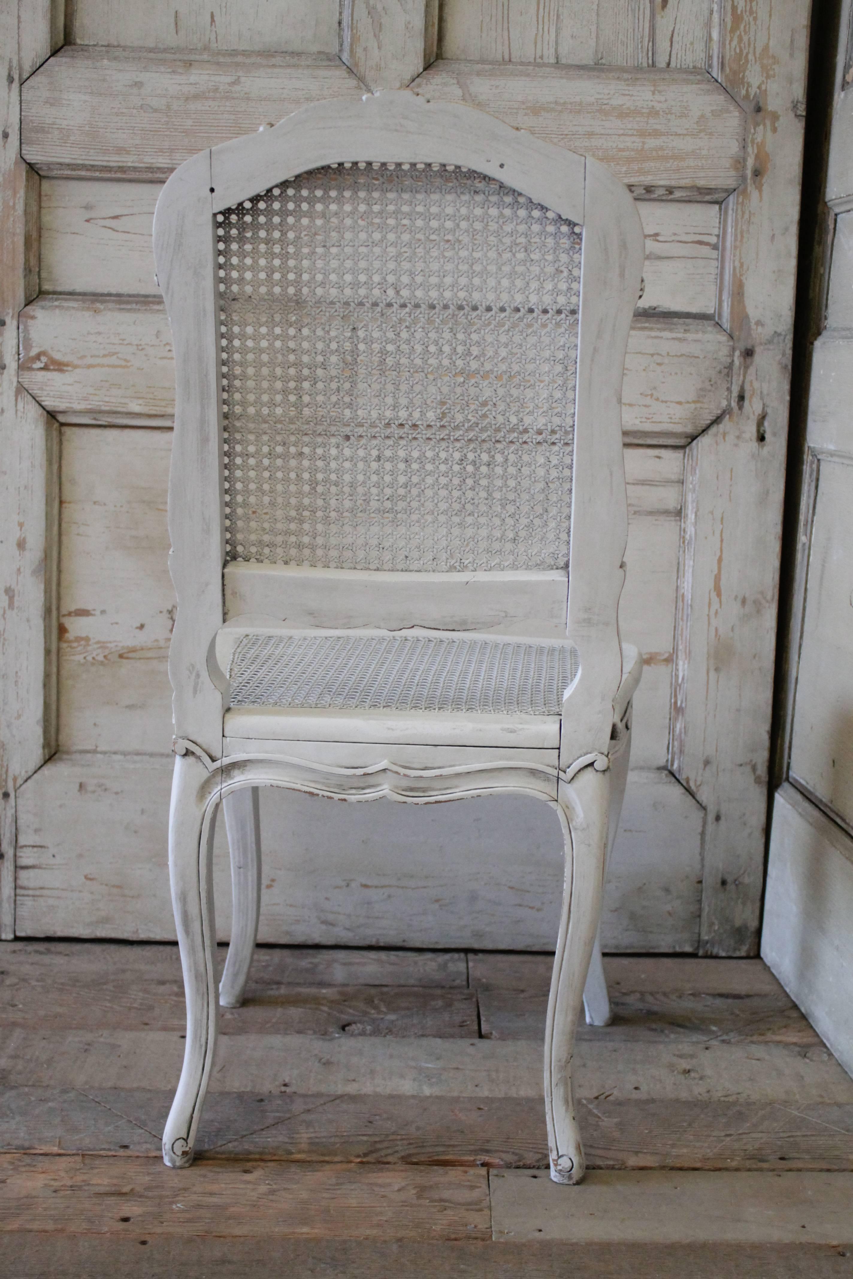 19th Century Painted Caned Vanity Chair in the Louis XV Style 4