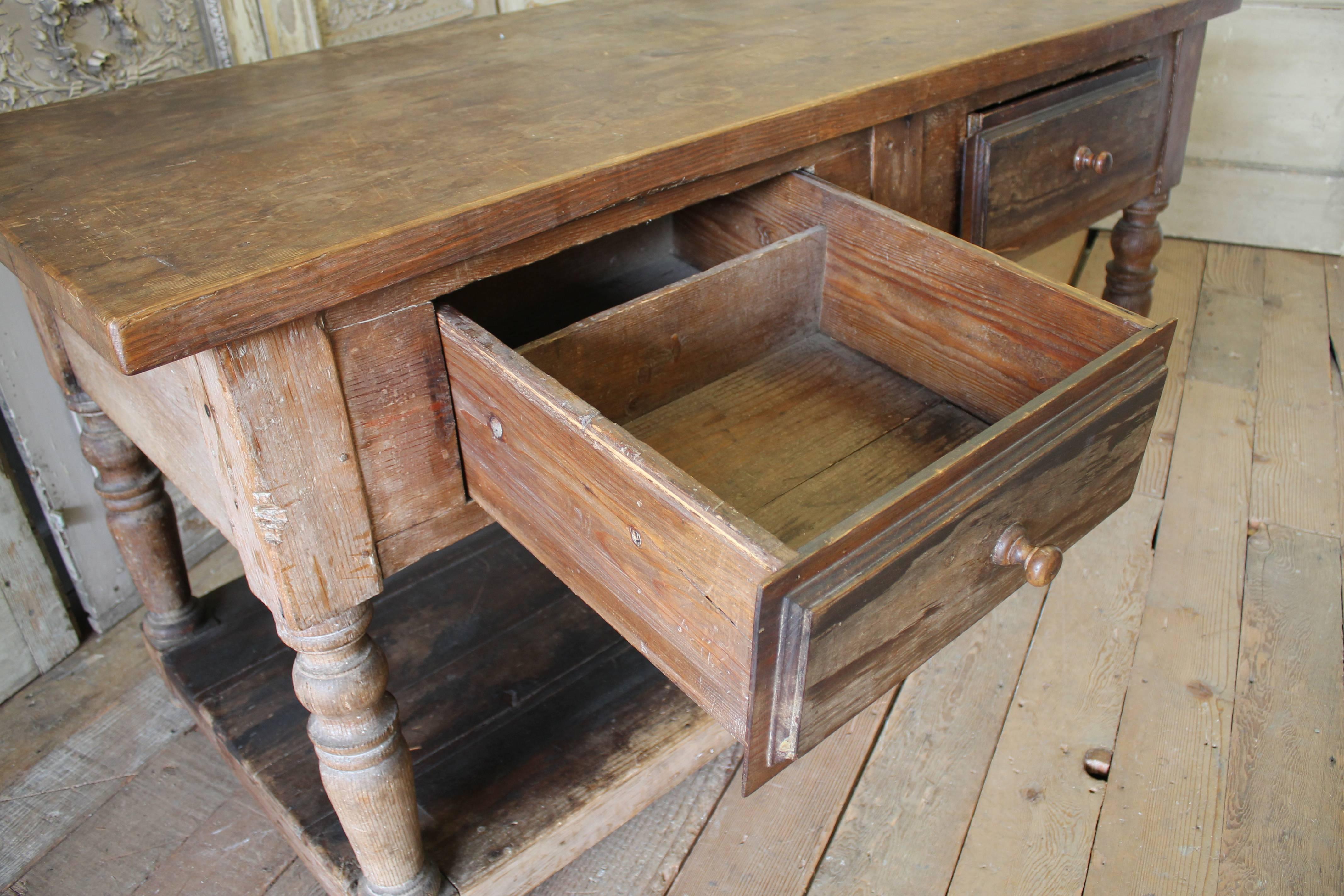 18th Century and Earlier 19th Century Antique French Drapers Table with Drawers
