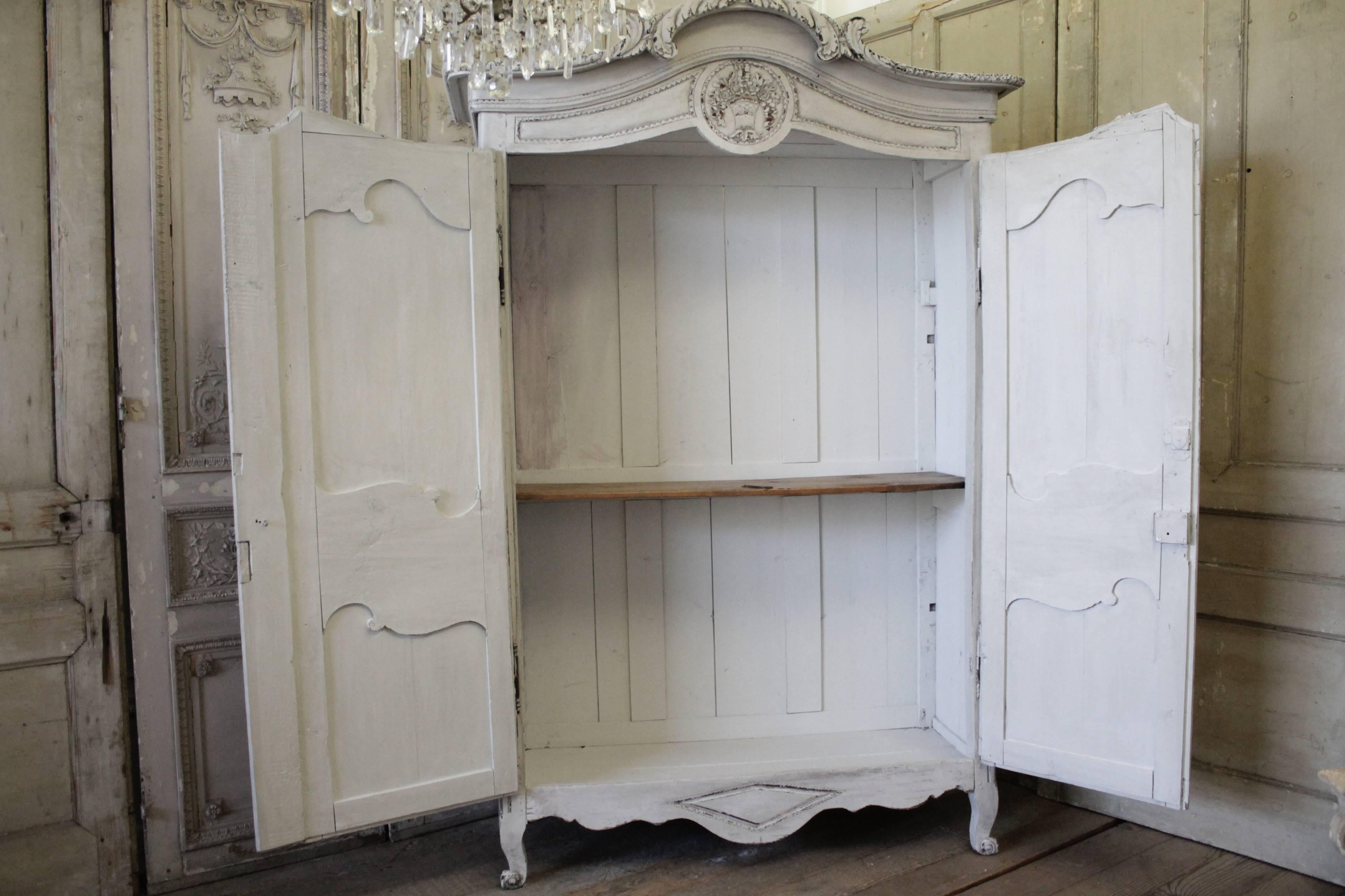 Hand-Carved 19th Century Antique French Normandy Armoire