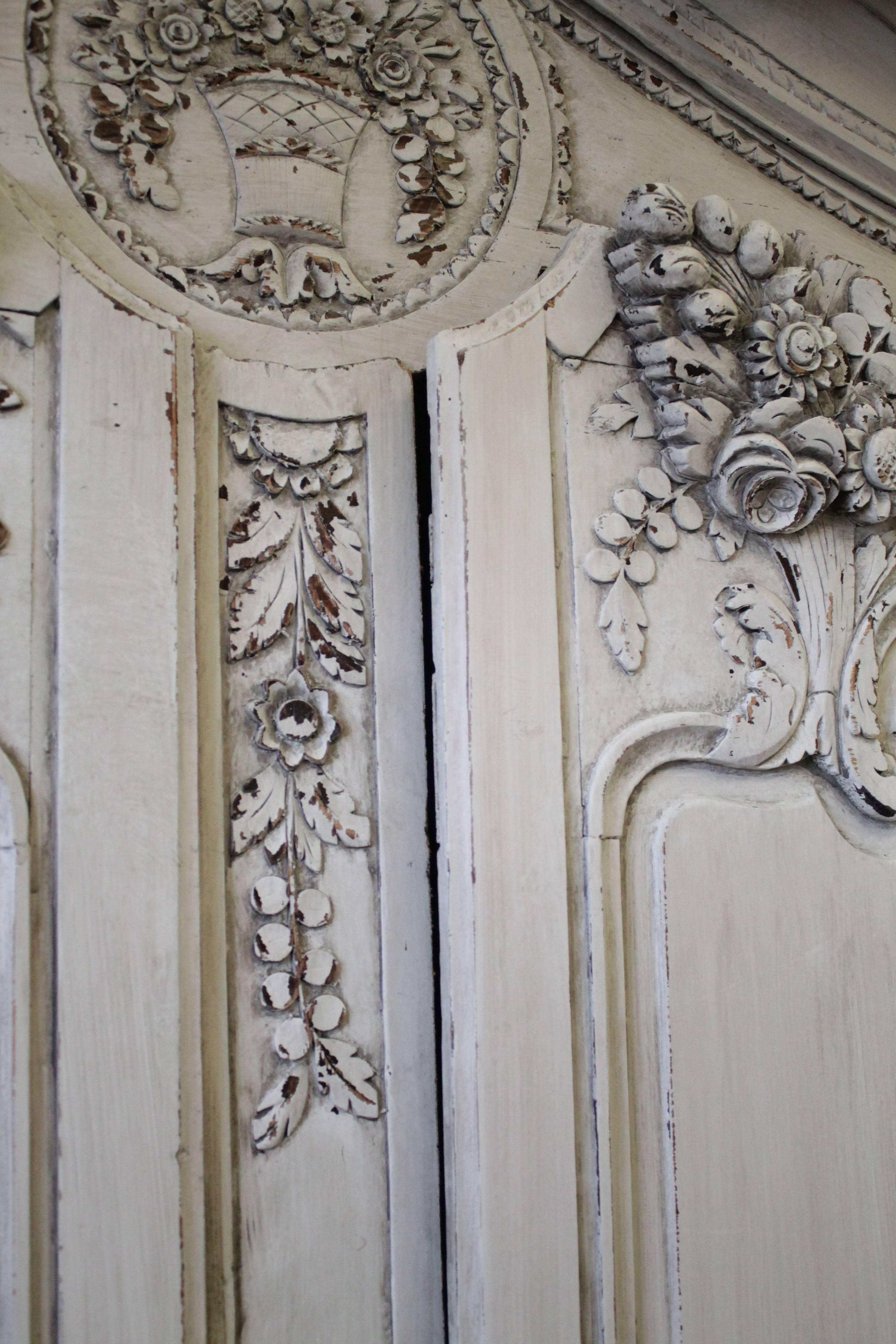 19th Century Antique French Normandy Armoire In Distressed Condition In Brea, CA