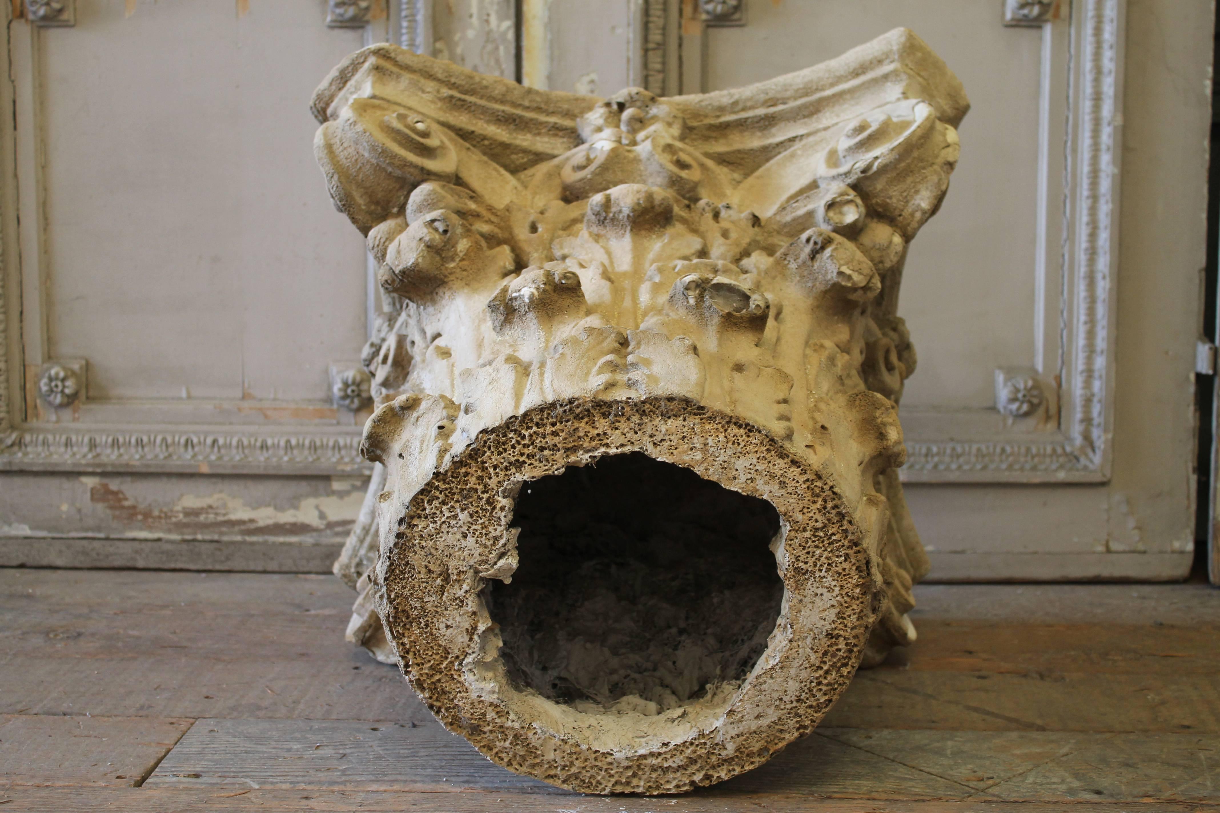 20th Century Architectural Plaster Capitol Table with Aged Patina Finish