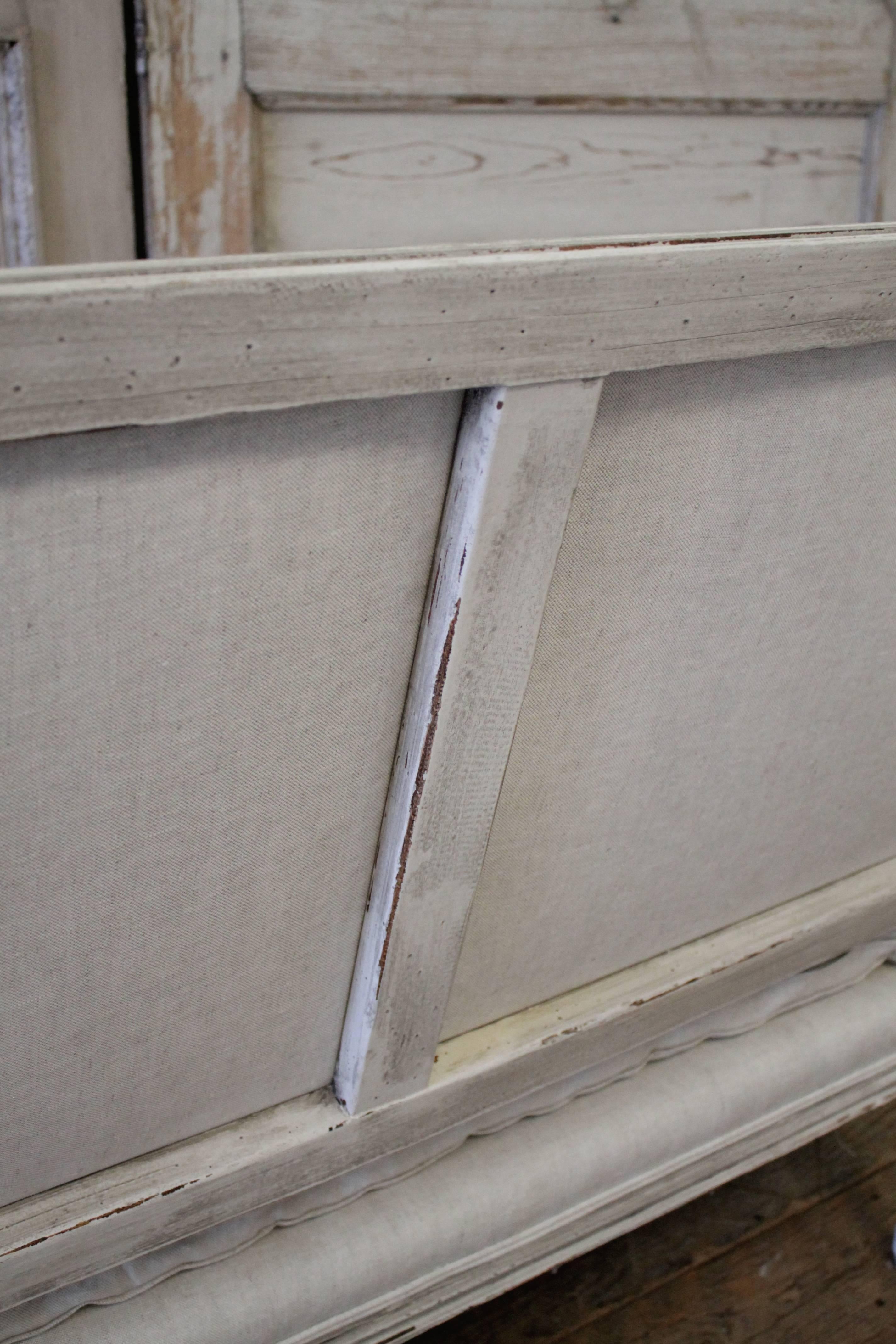 Antique Louis XVI Style French Sofa in Natural Belgian Linen 6