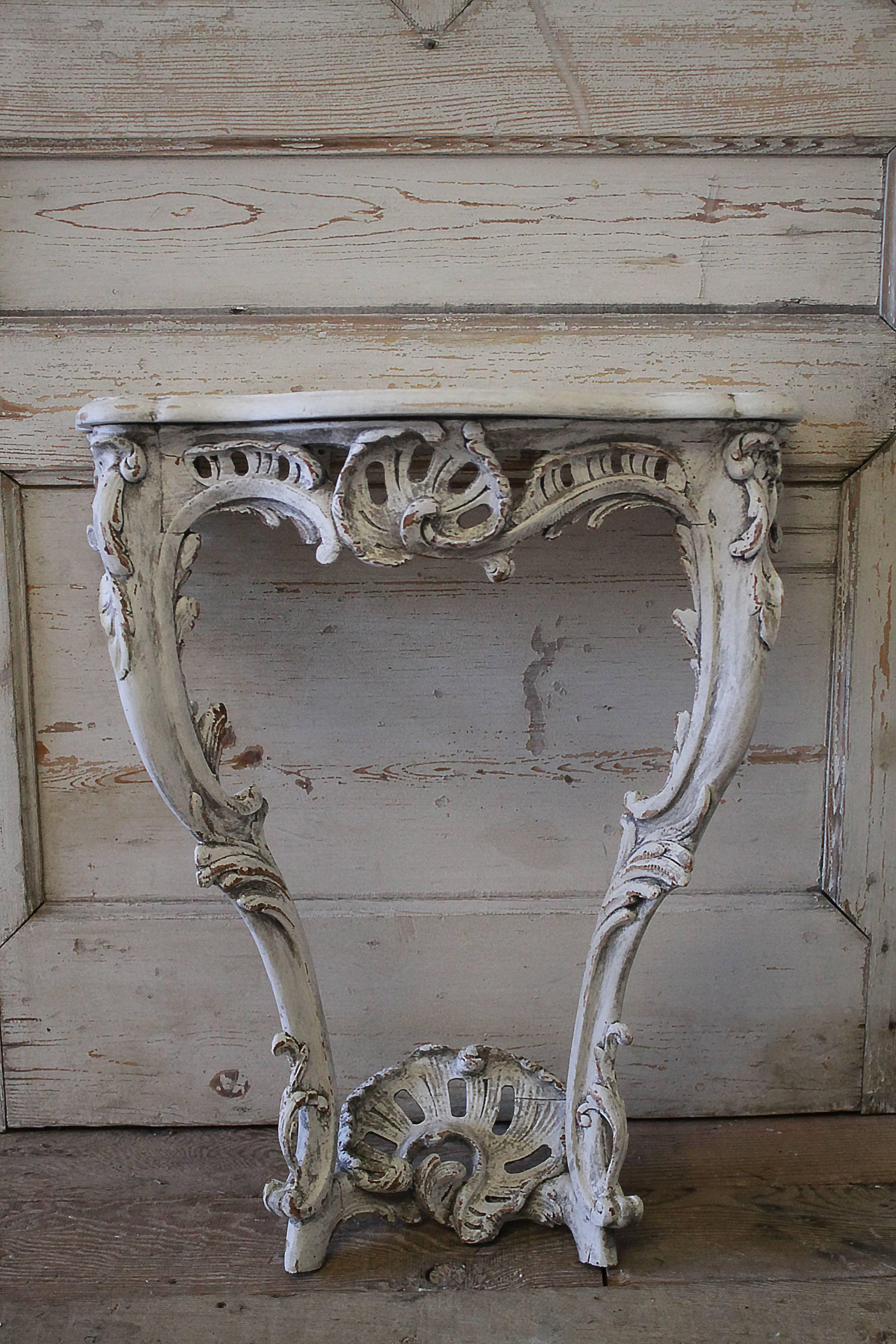 Early 20th Century Painted and Carved Louis XV Style Wall Console