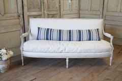 Antique French Indigo Ticking Stripe Long Lumbar Pillow