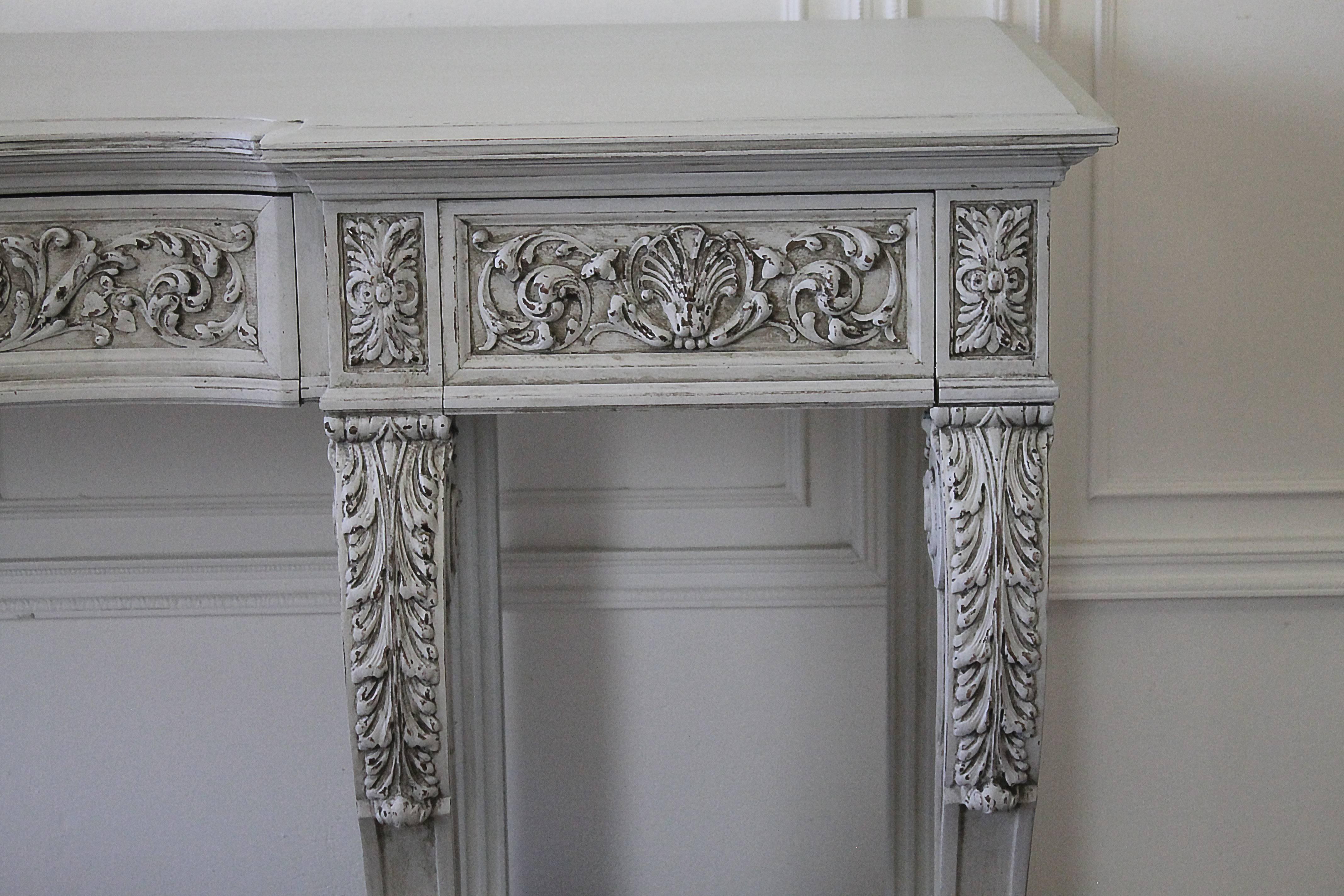 Early 20th Century Carved and Painted Walnut Server Wall Console In Good Condition In Brea, CA
