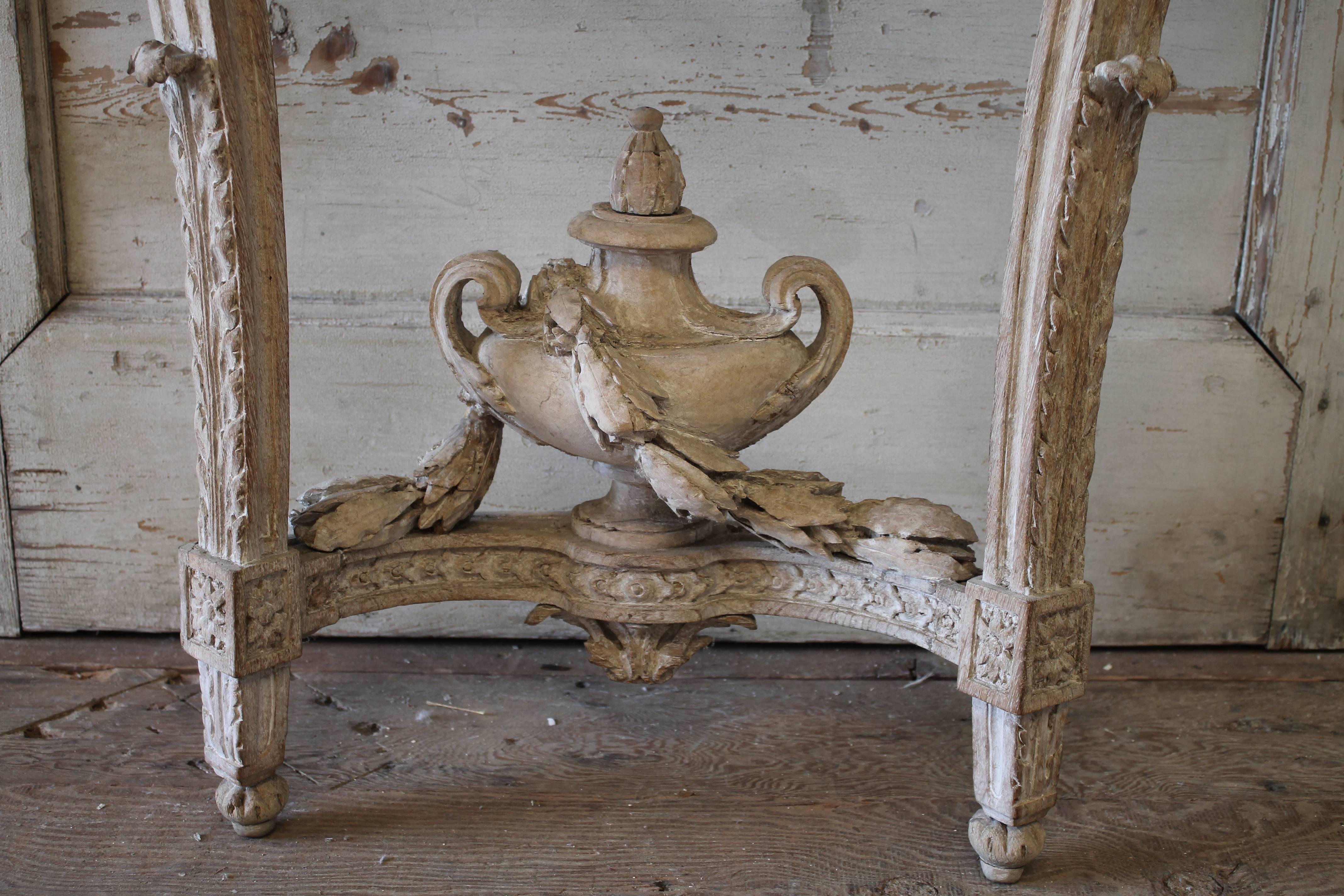 19th Century Bleached Oak Console Table with Marble Top 3