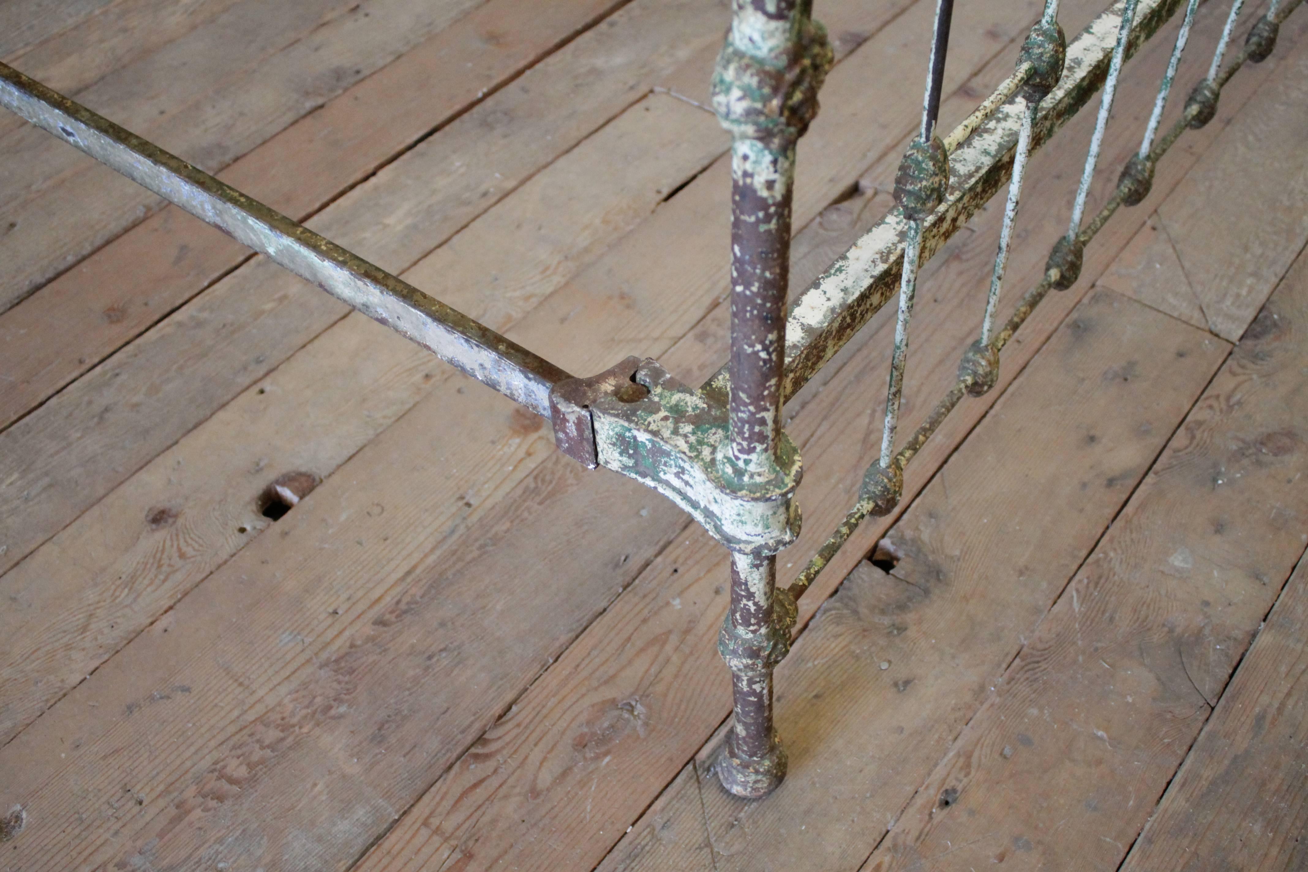 19th Century Farmhouse Style Antique Iron Bed with Original Patina 1