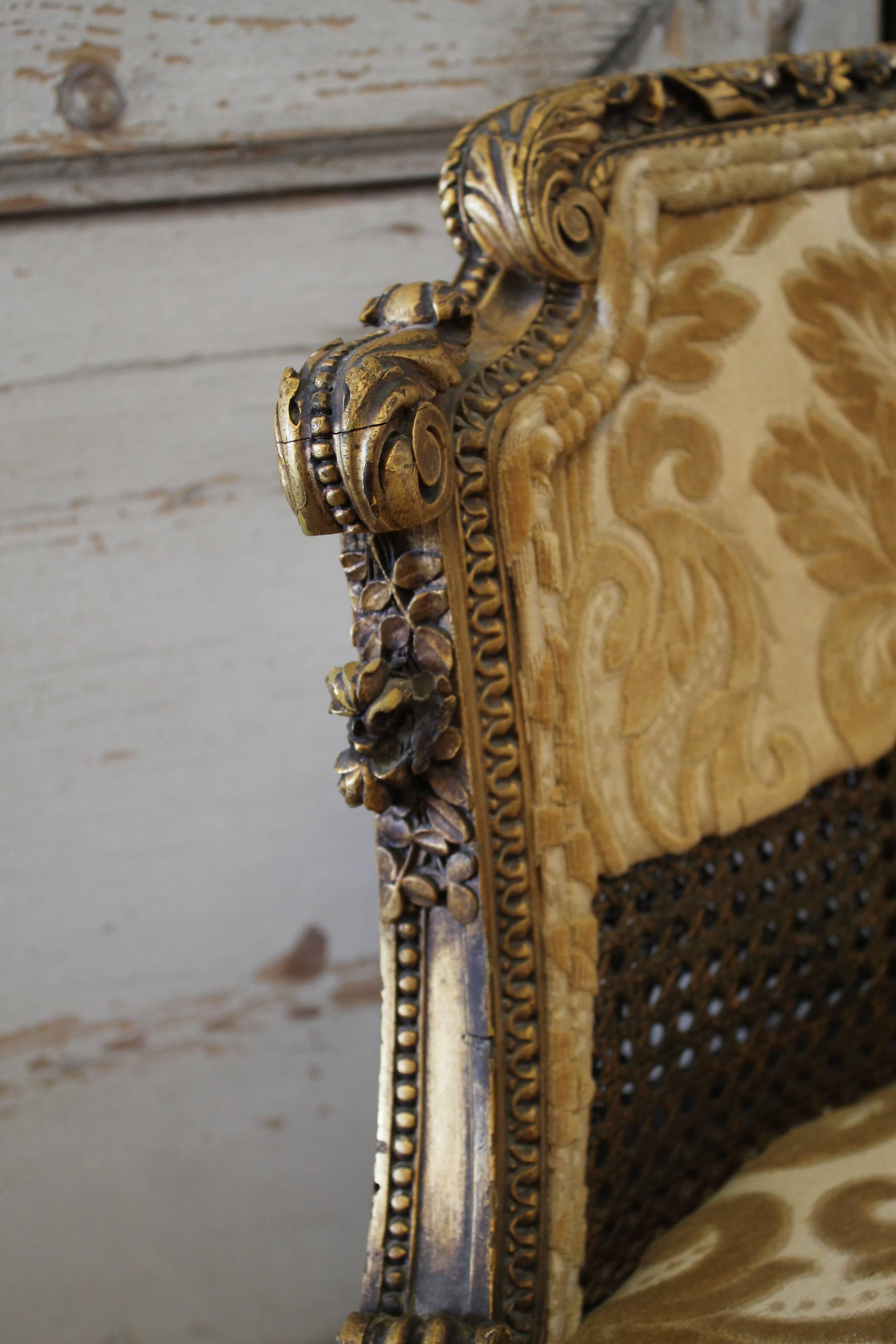 19th Century Giltwood Carved Louis XVI Style Vanity Chairs In Good Condition In Brea, CA