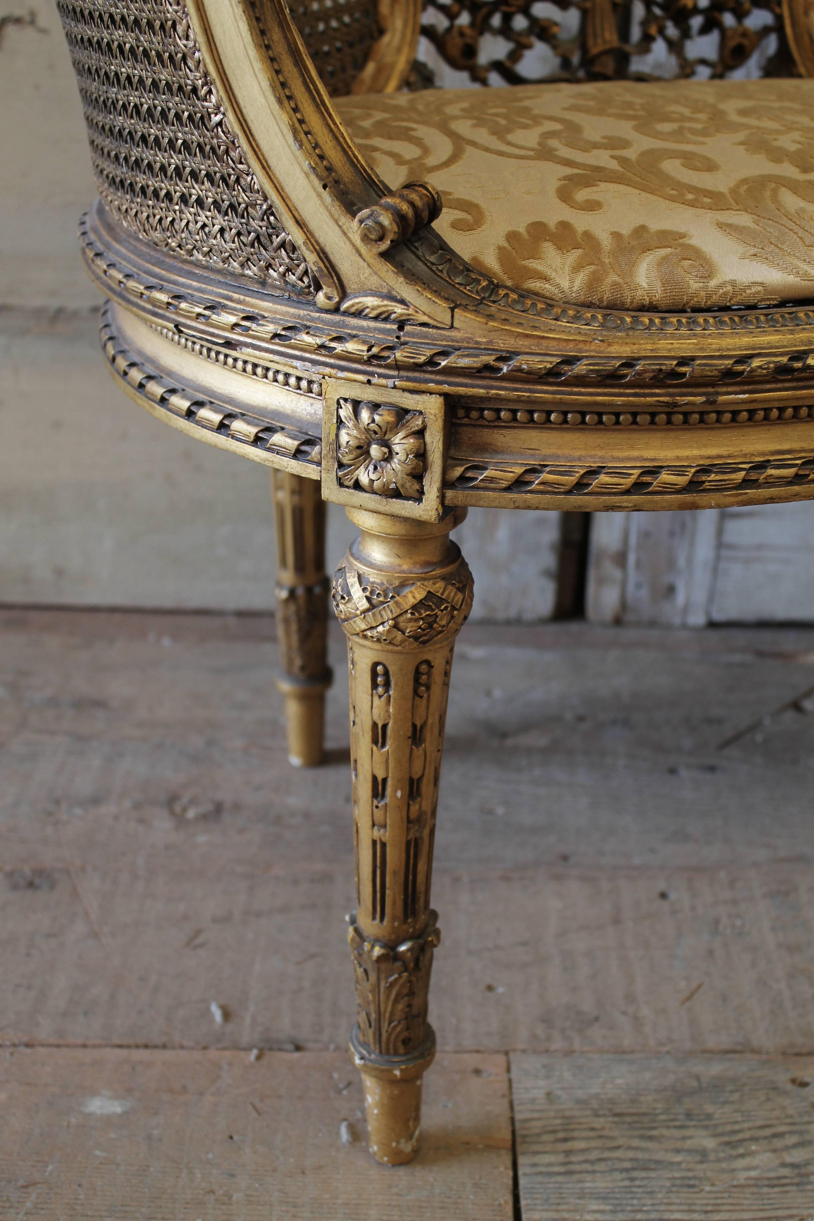 19th Century Giltwood Carved Louis XVI Style Vanity Chairs 1