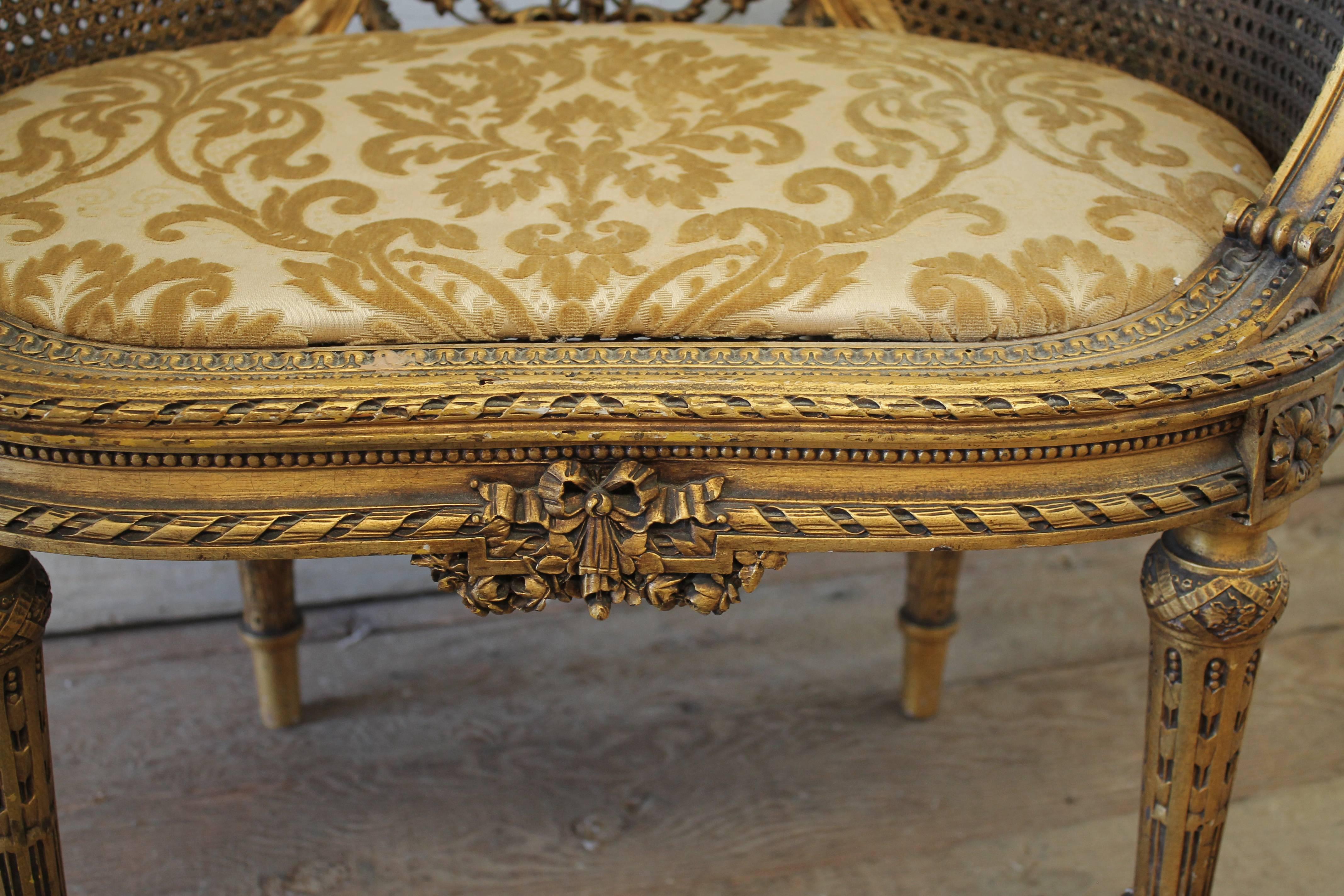 19th Century Giltwood Carved Louis XVI Style Vanity Chairs 3