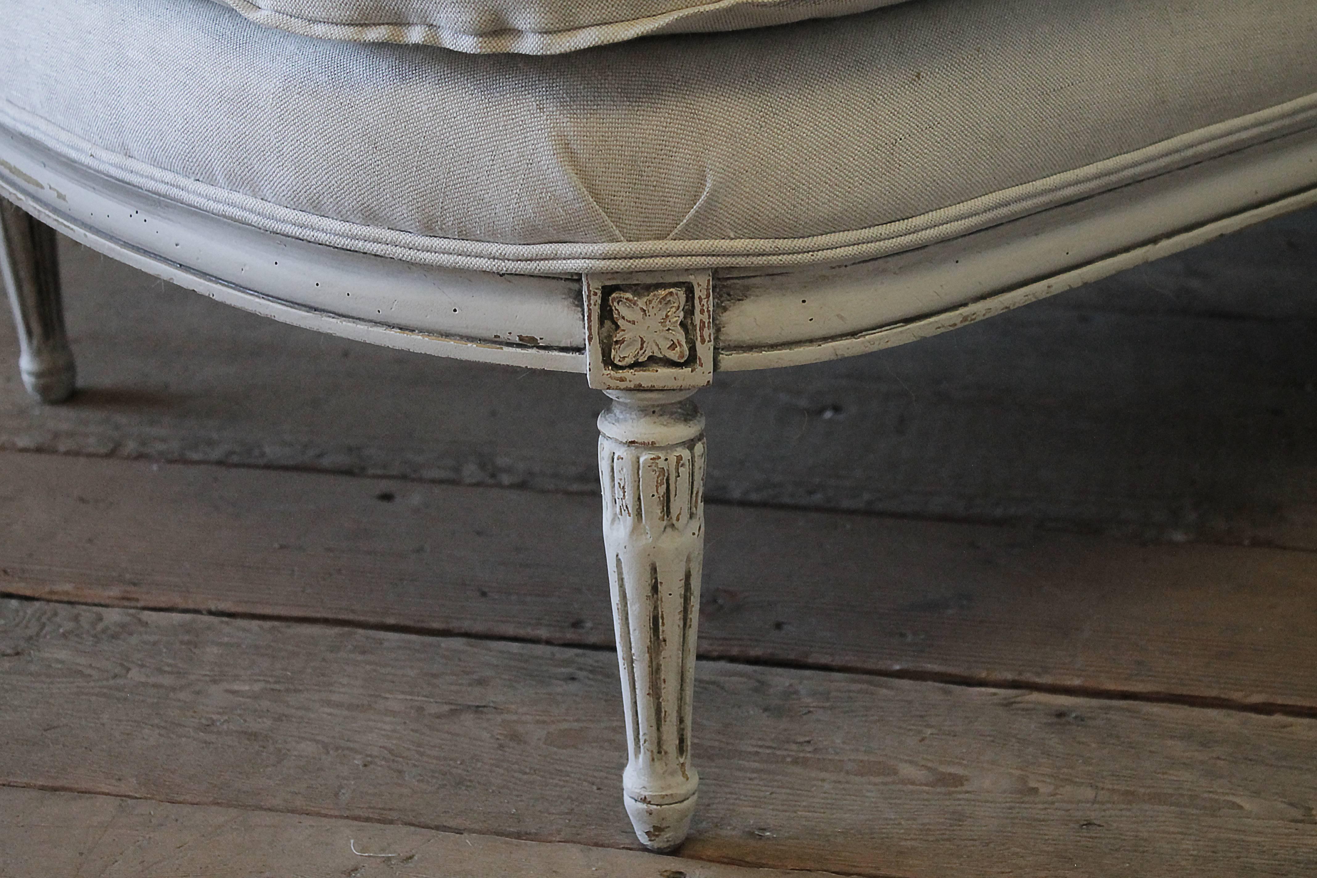 Antique Louis XVI Style Painted Chaise Longue 5