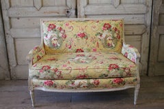Early 20th Century Toile De Jouy Upholstered Louis XVI Style Settee