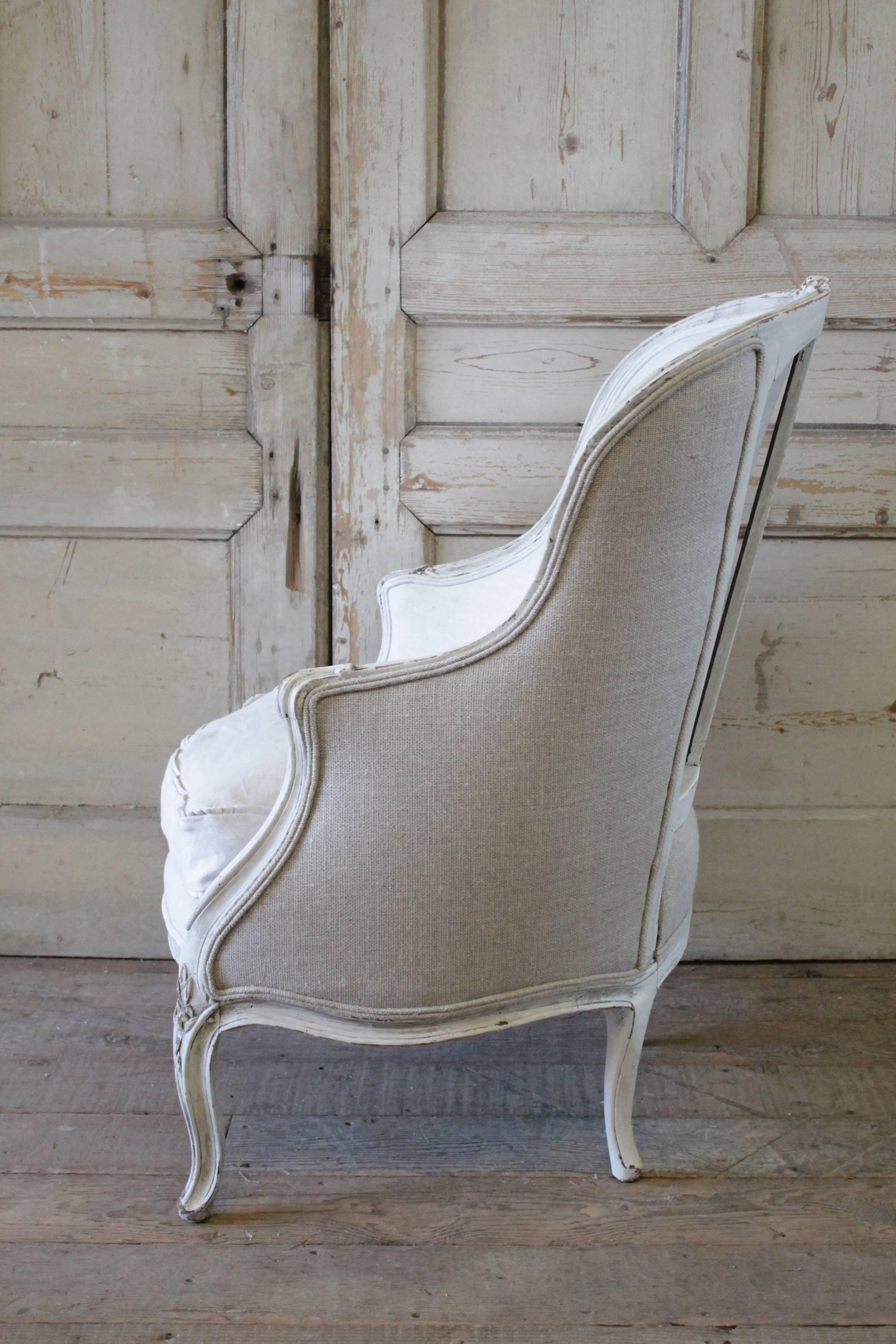 Painted and Upholstered French Bergere Chair 2