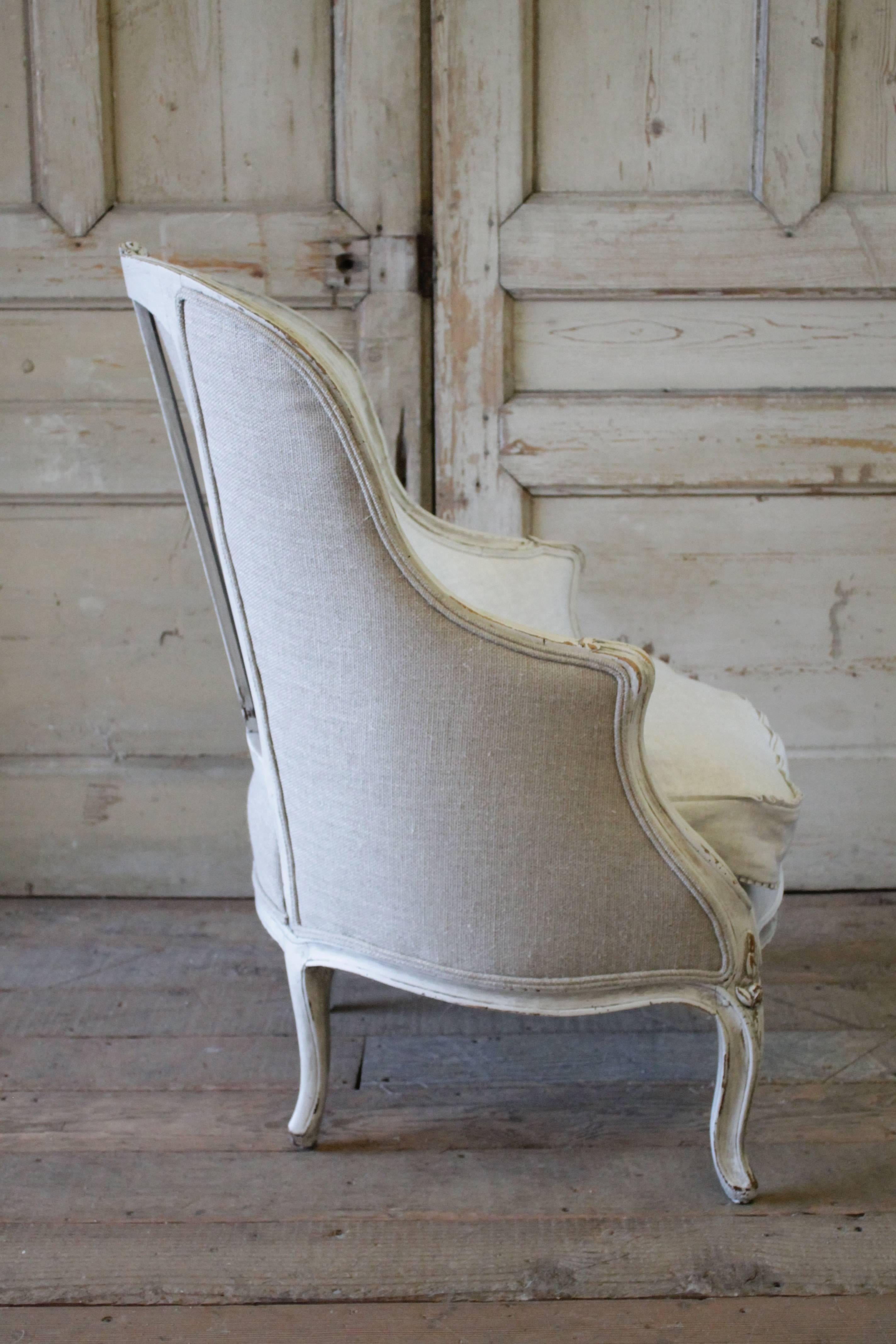 Painted and Upholstered French Bergere Chair 4
