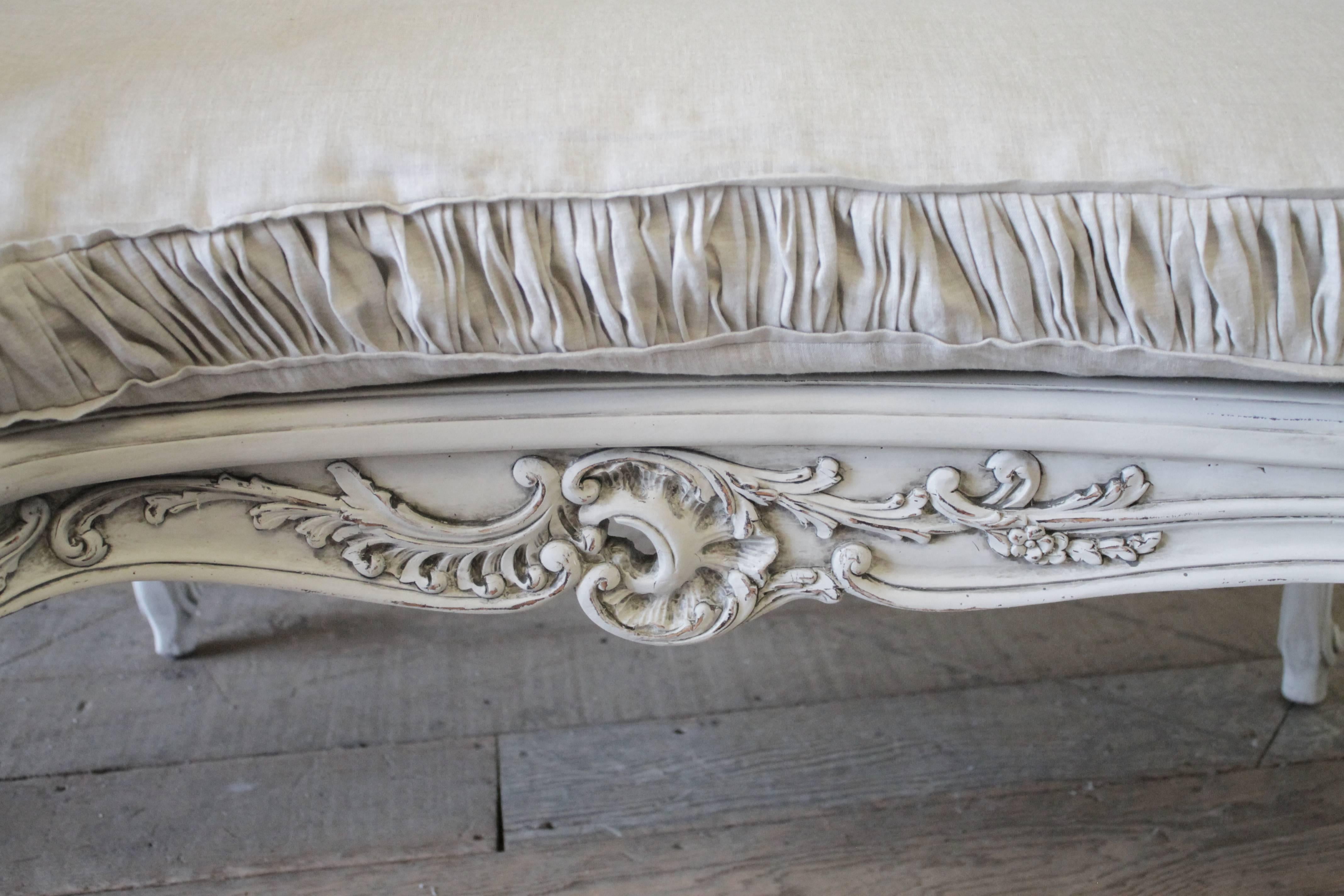 19th Century Louis XV Style Painted and Cane Recamier 1