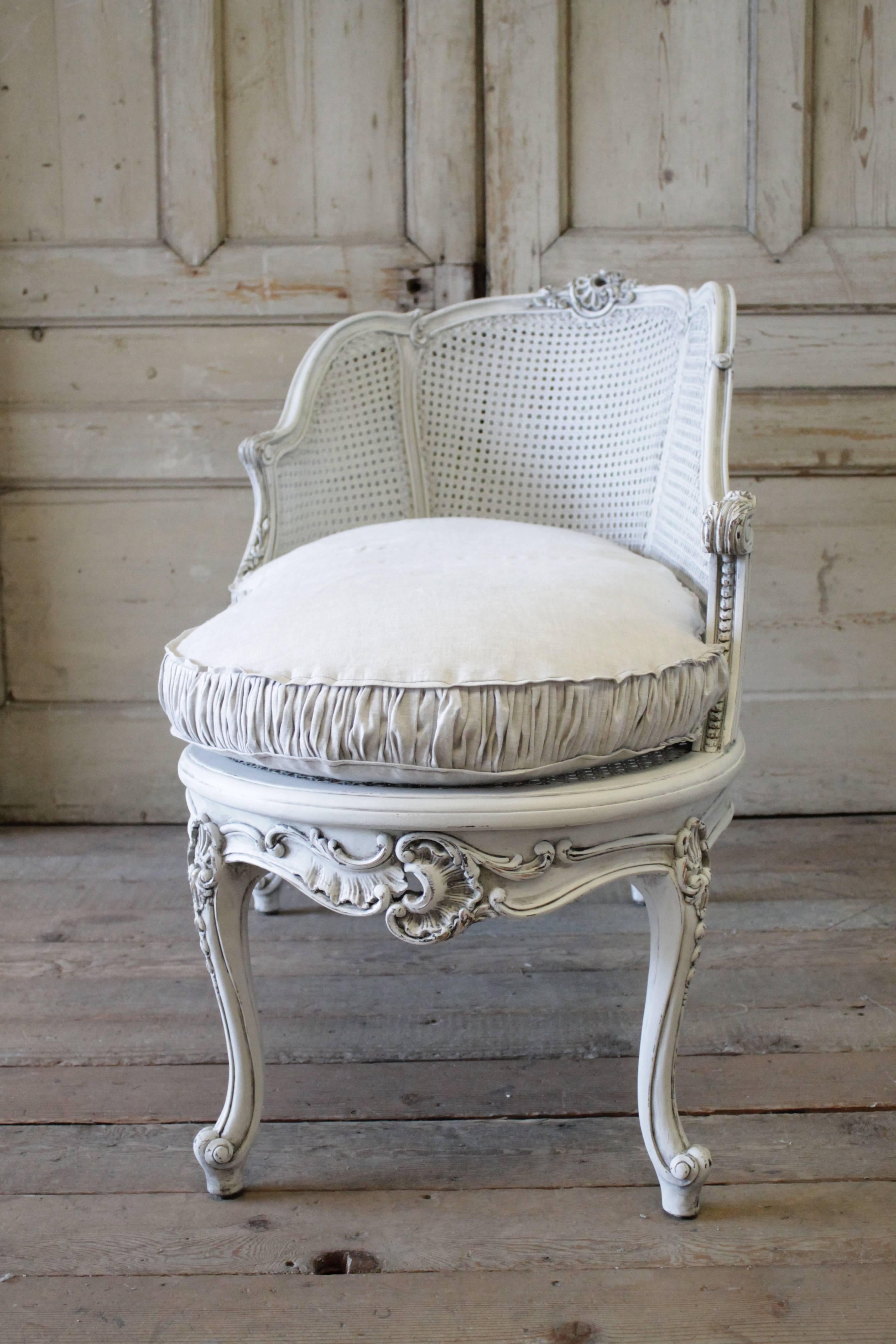 19th Century Louis XV Style Painted and Cane Recamier 2