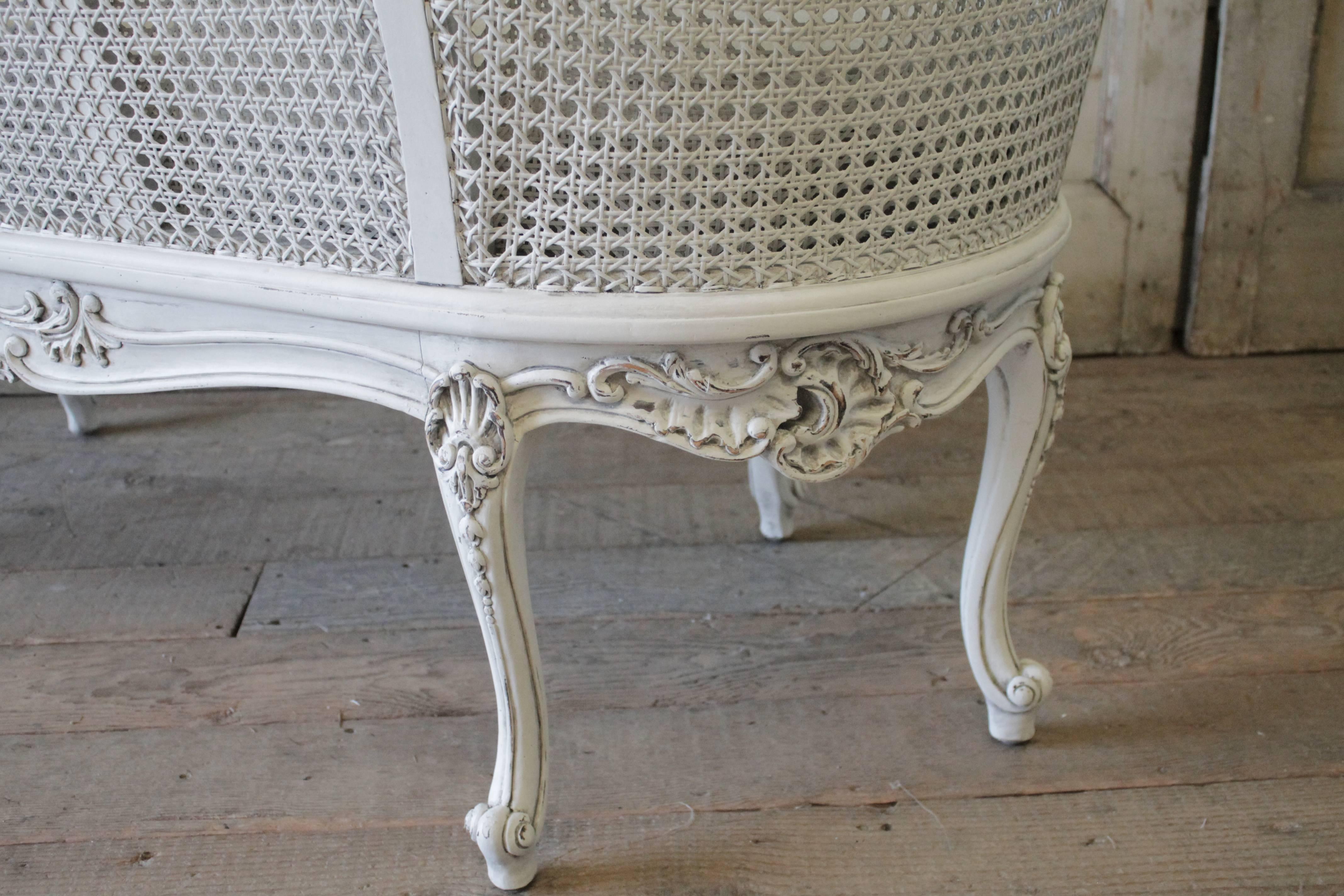 19th Century Louis XV Style Painted and Cane Recamier 3