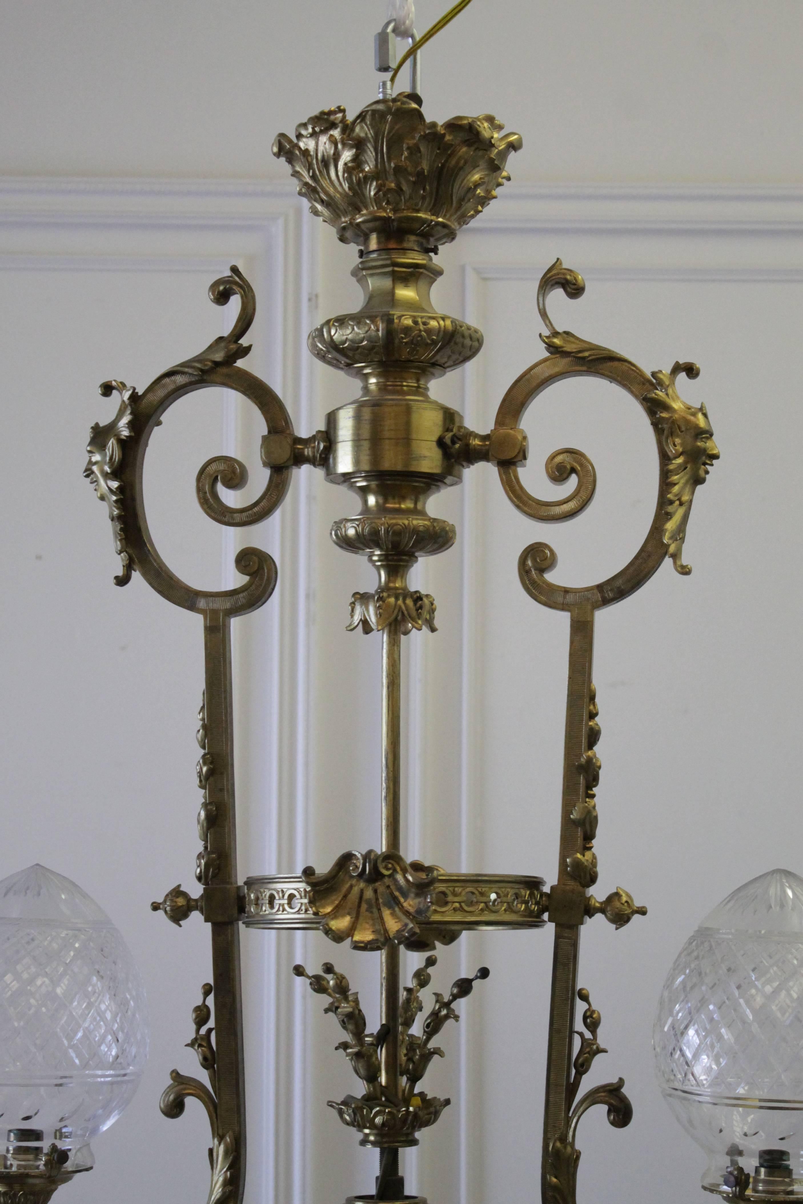 Early 20th Century French Belle Epoque 19th-20th Century Neoclassical Style Gilt-Bronze Chandelier