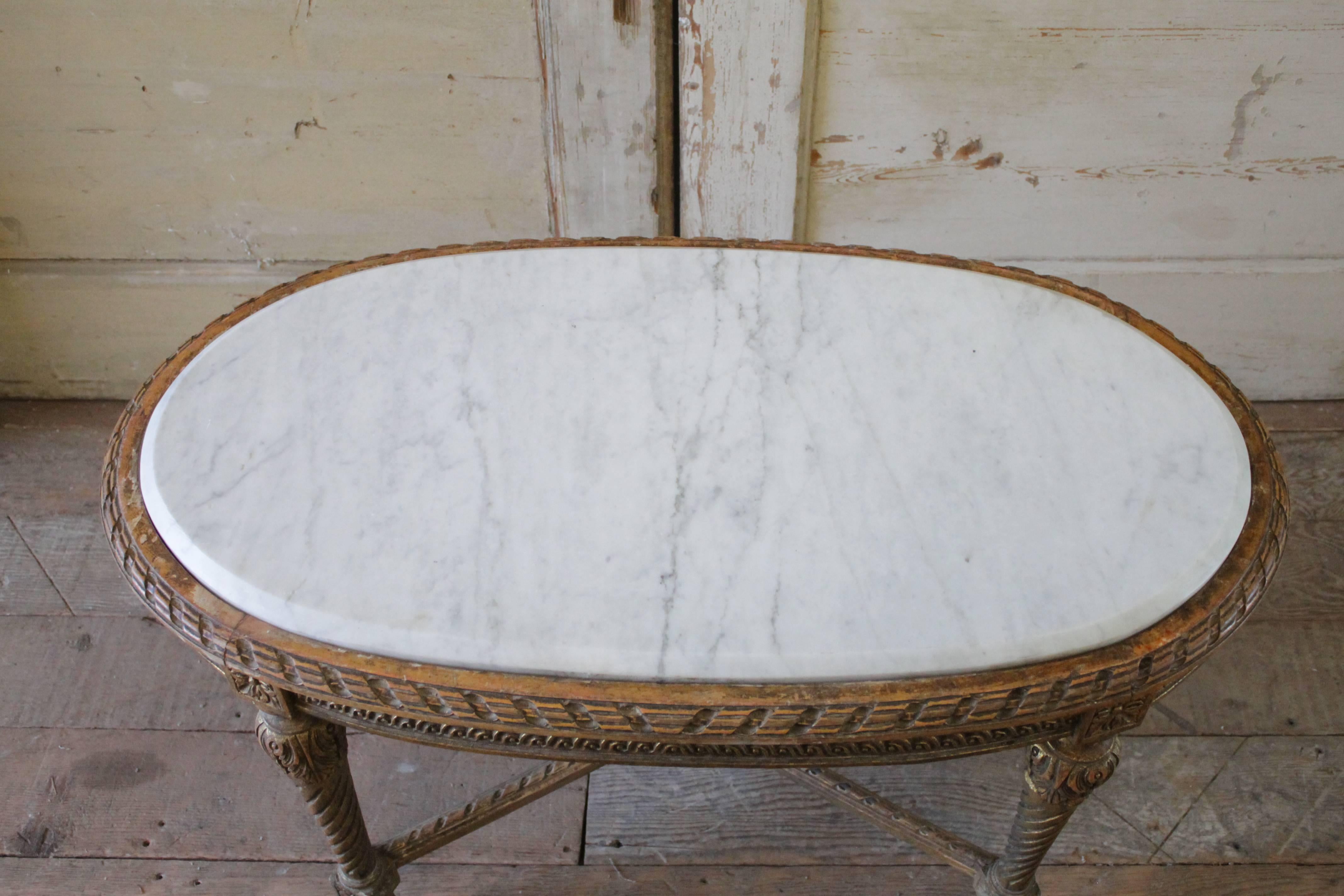 Louis XVI Antique Giltwood and Marble Coffee Table