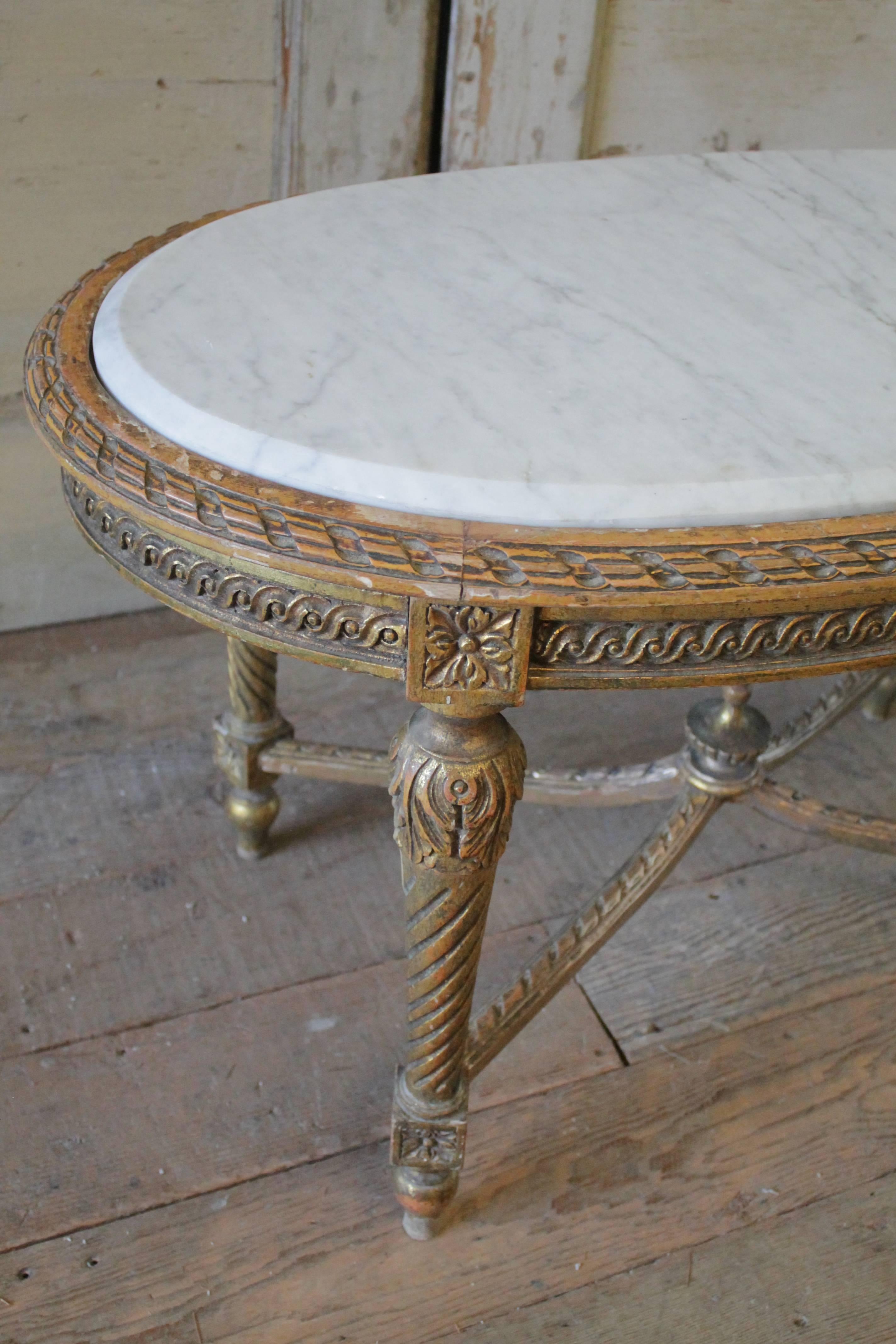19th Century Antique Giltwood and Marble Coffee Table
