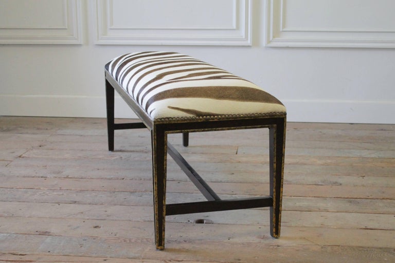 Custom Zebra Print Upholstered Hide Bench At 1stdibs