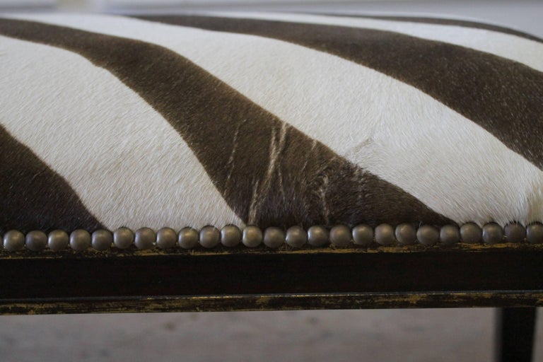 Custom Zebra Print Upholstered Hide Bench At 1stdibs