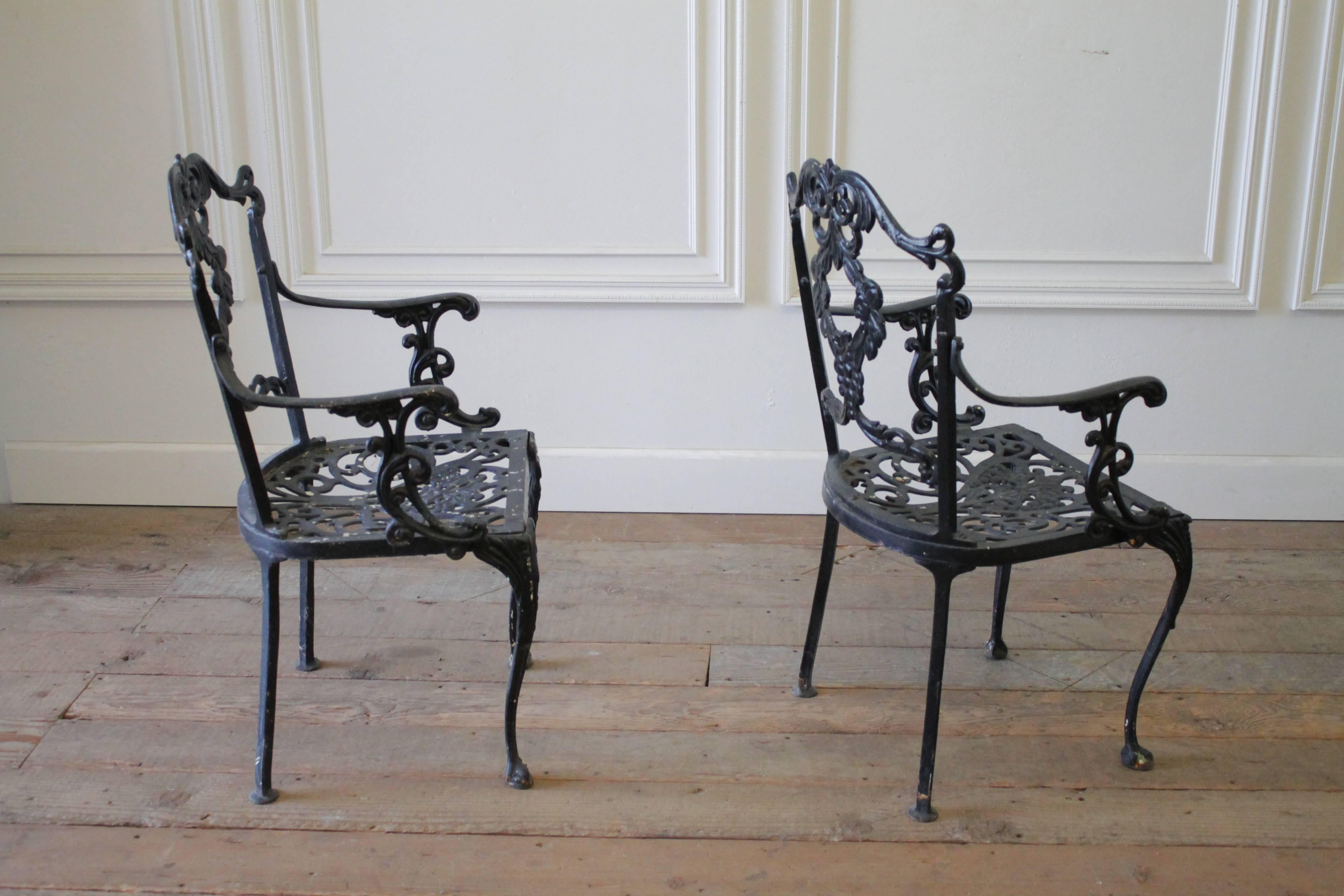 Pair of Antique Cast Iron Garden Chairs 2