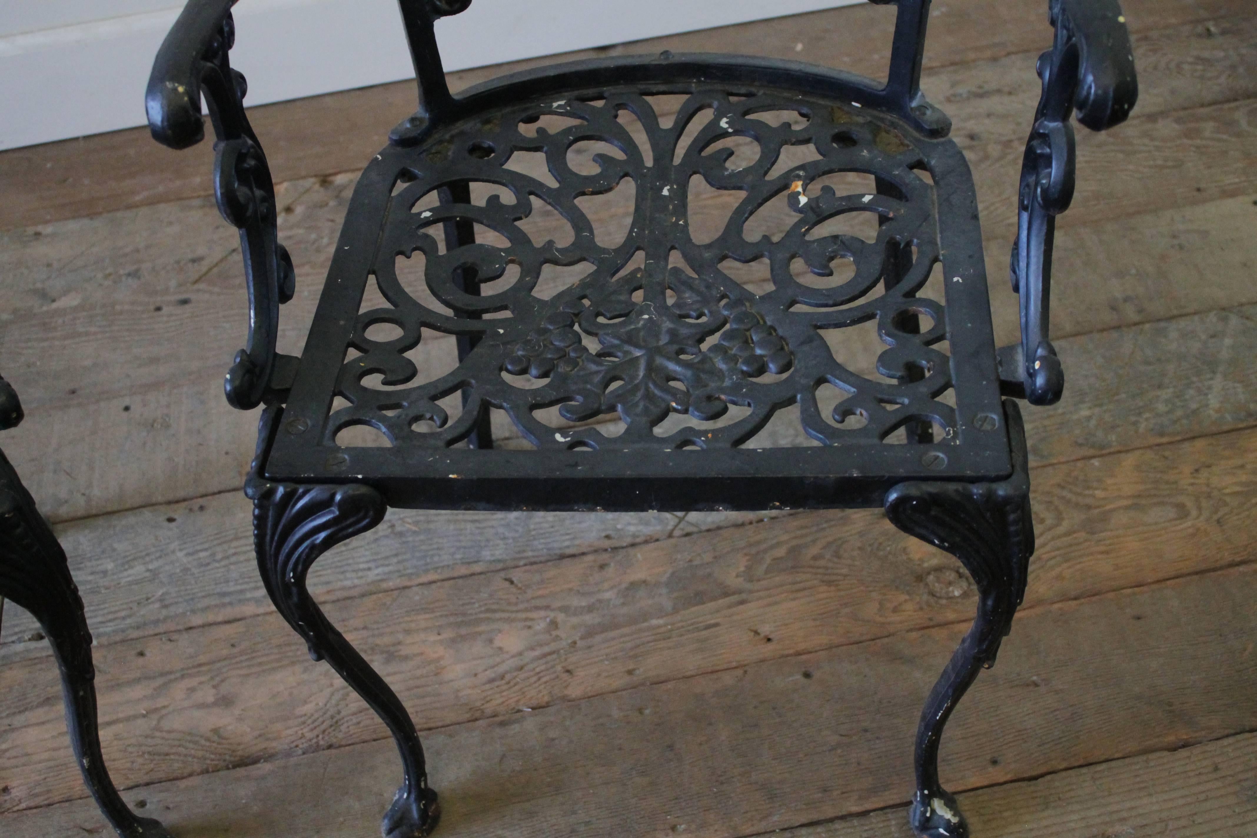 Pair of Antique Cast Iron Garden Chairs 4