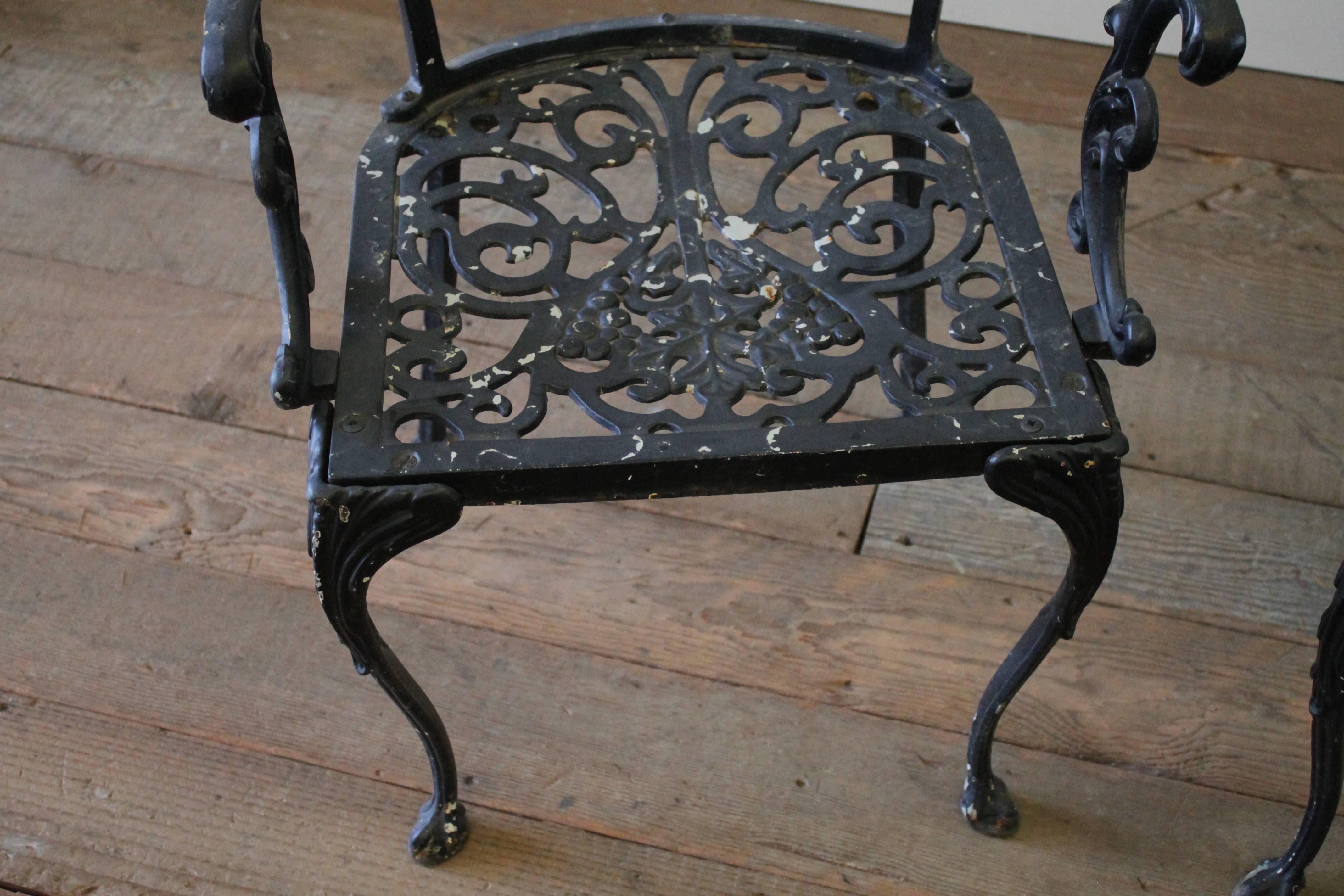 Pair of Antique Cast Iron Garden Chairs 5
