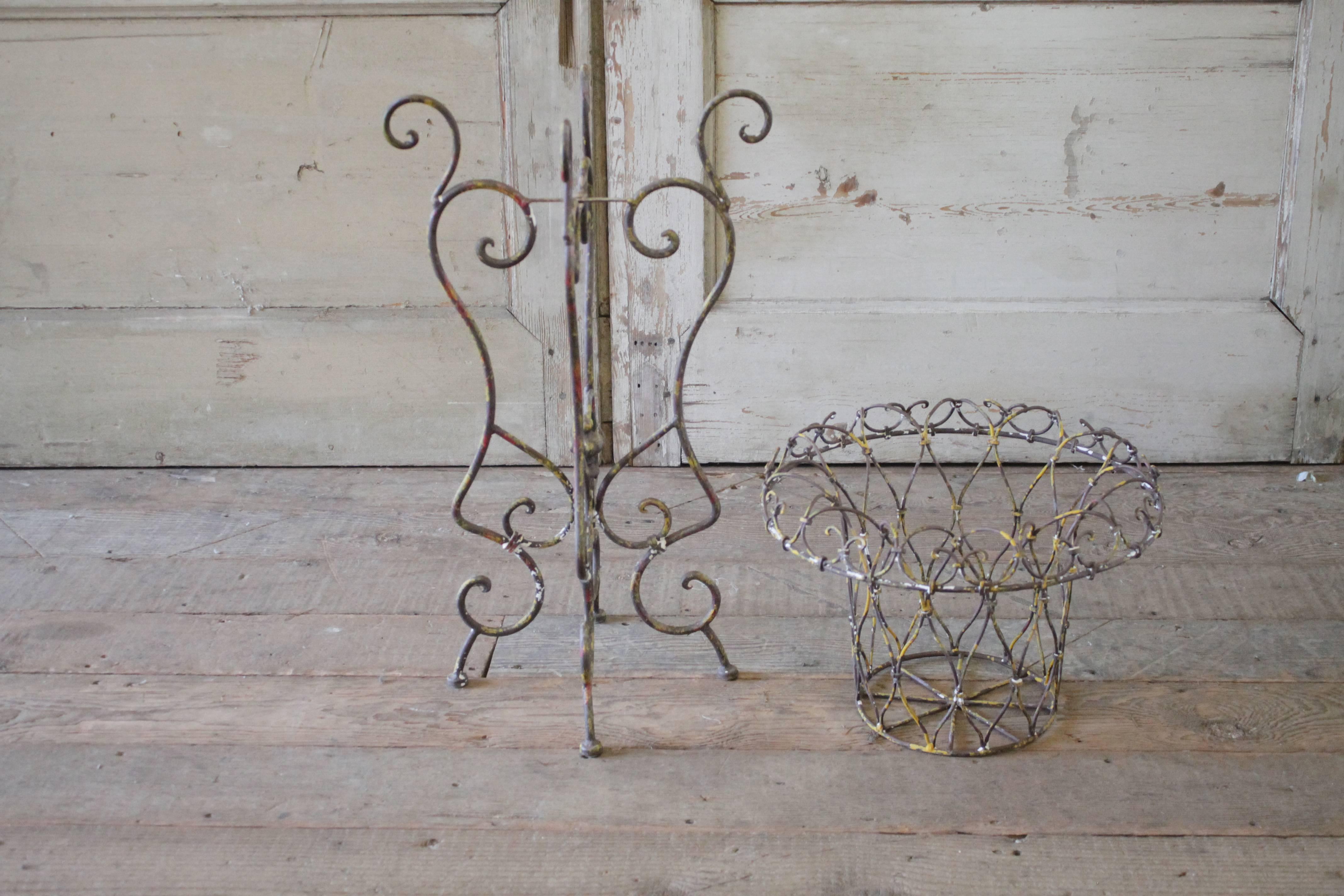20th Century Vintage French Iron Plant Stand