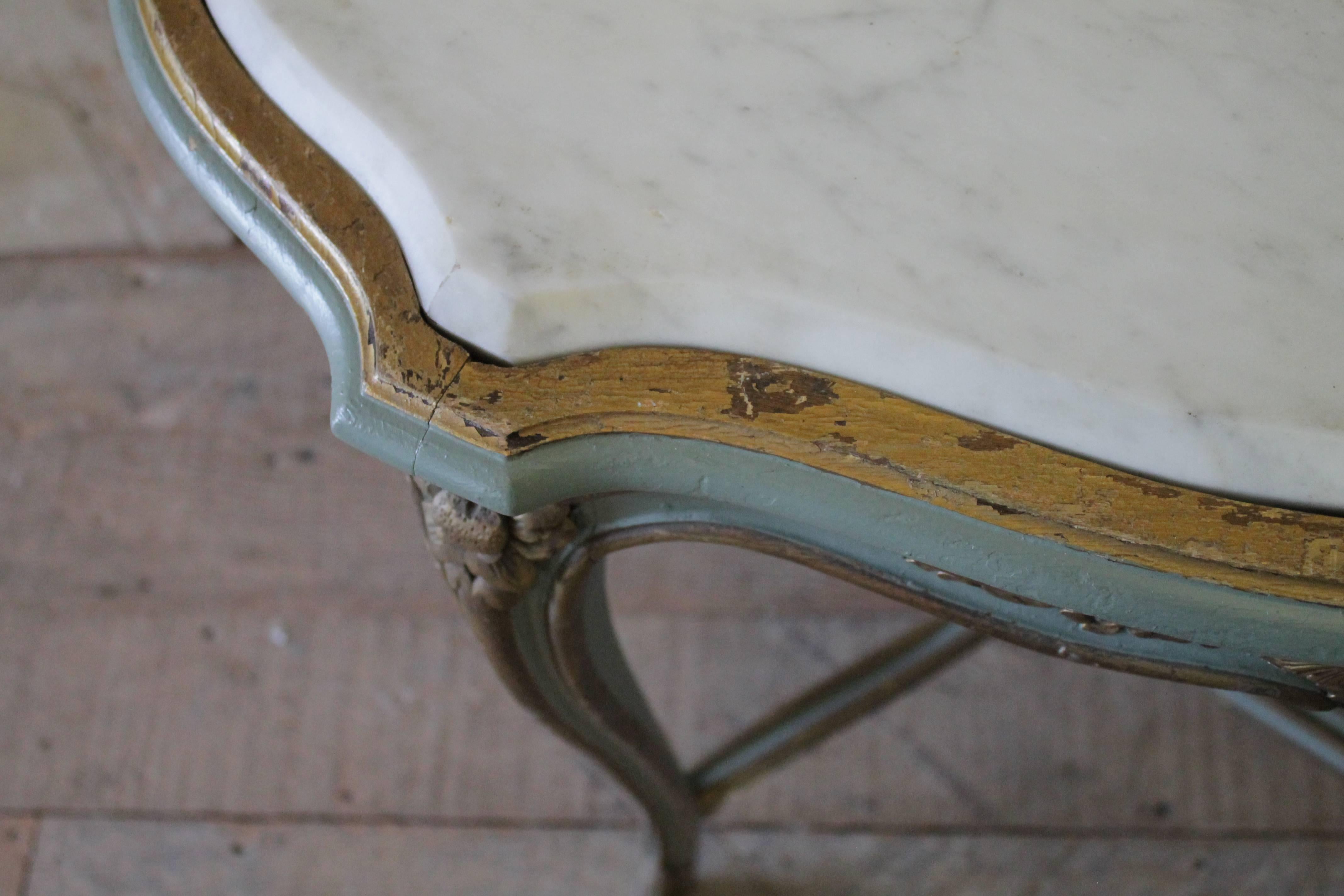 French 20th Century Louis XV Style Accent Table with Marble Top