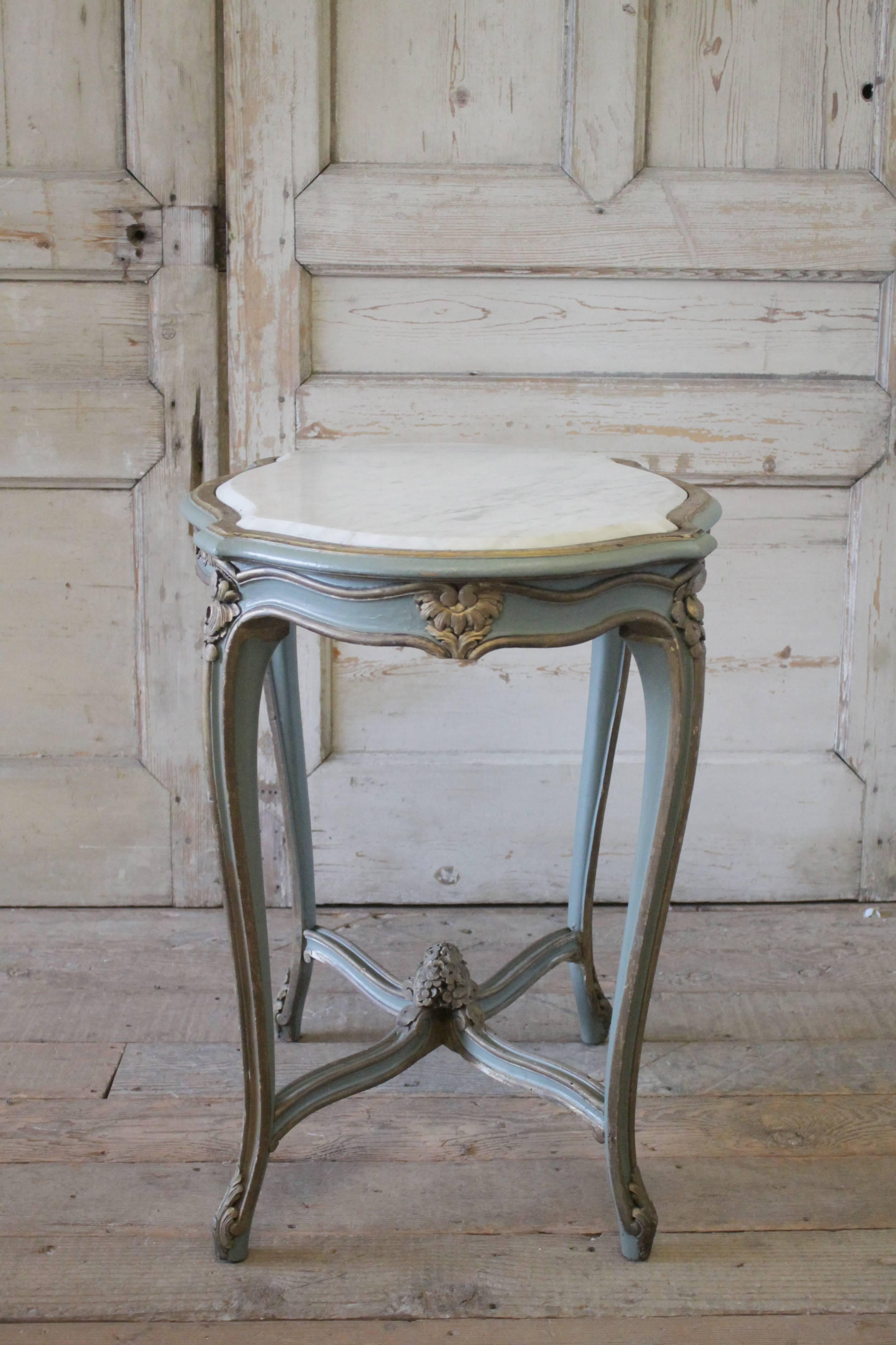 20th Century Louis XV Style Accent Table with Marble Top 1