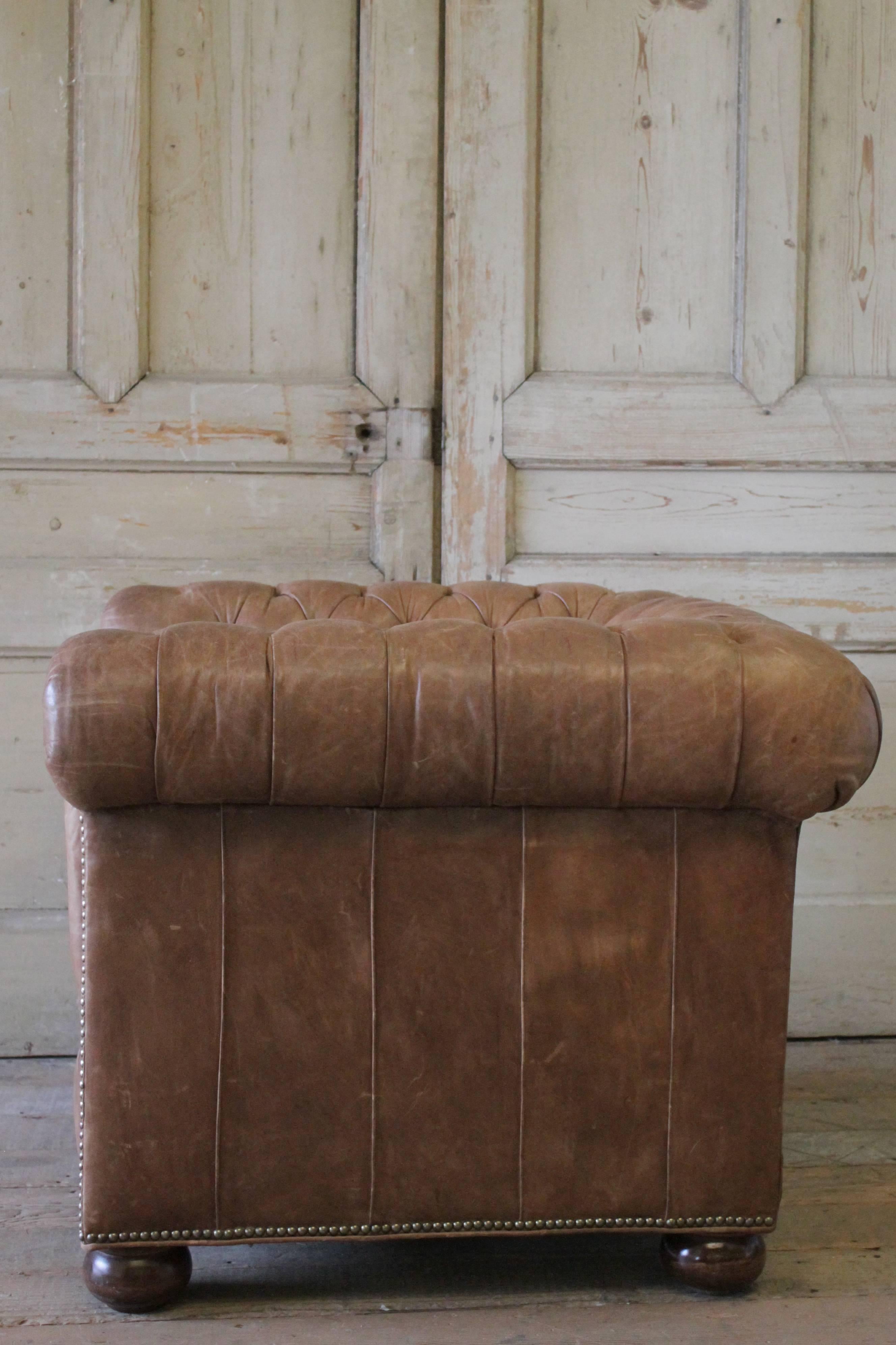 American Chesterfield Leather Club Chair by Baker