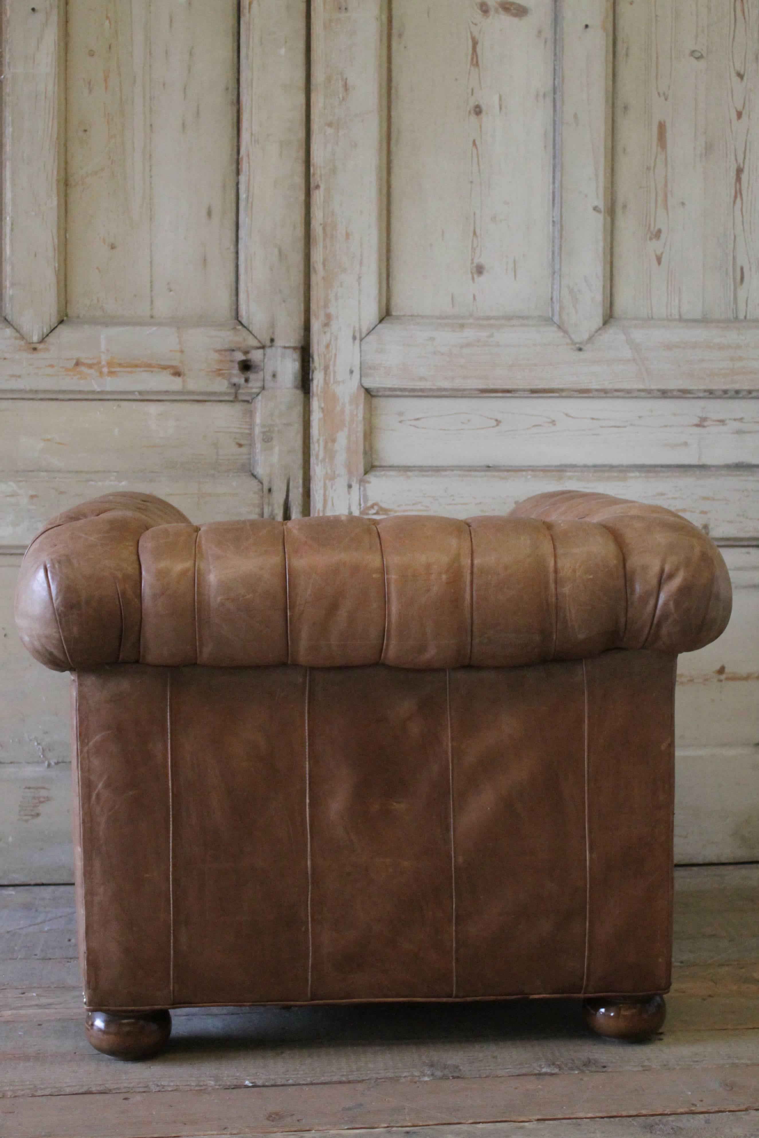 Chesterfield Leather Club Chair by Baker In Good Condition In Brea, CA
