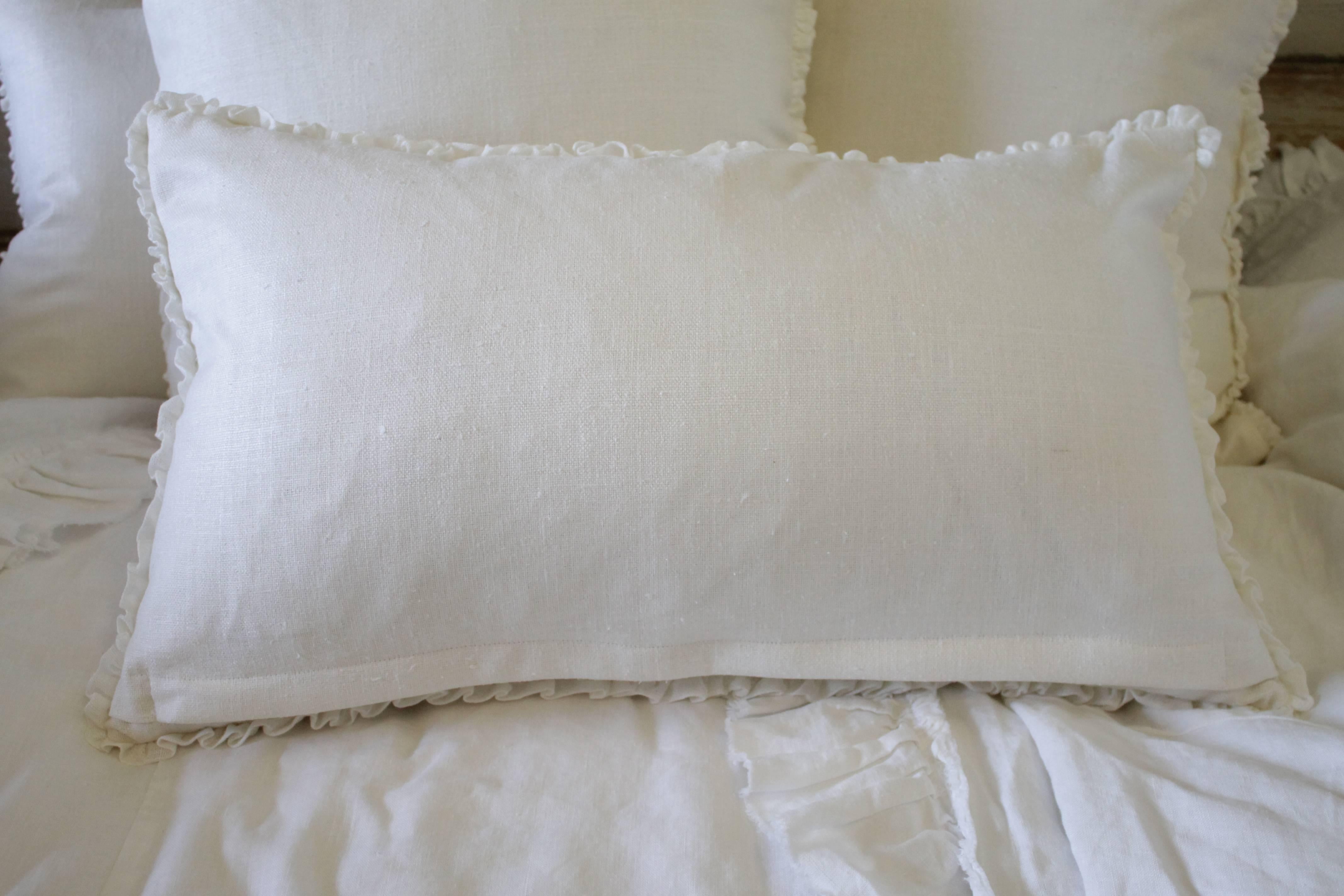 American Custom Soft White Silk and Linen Pillows