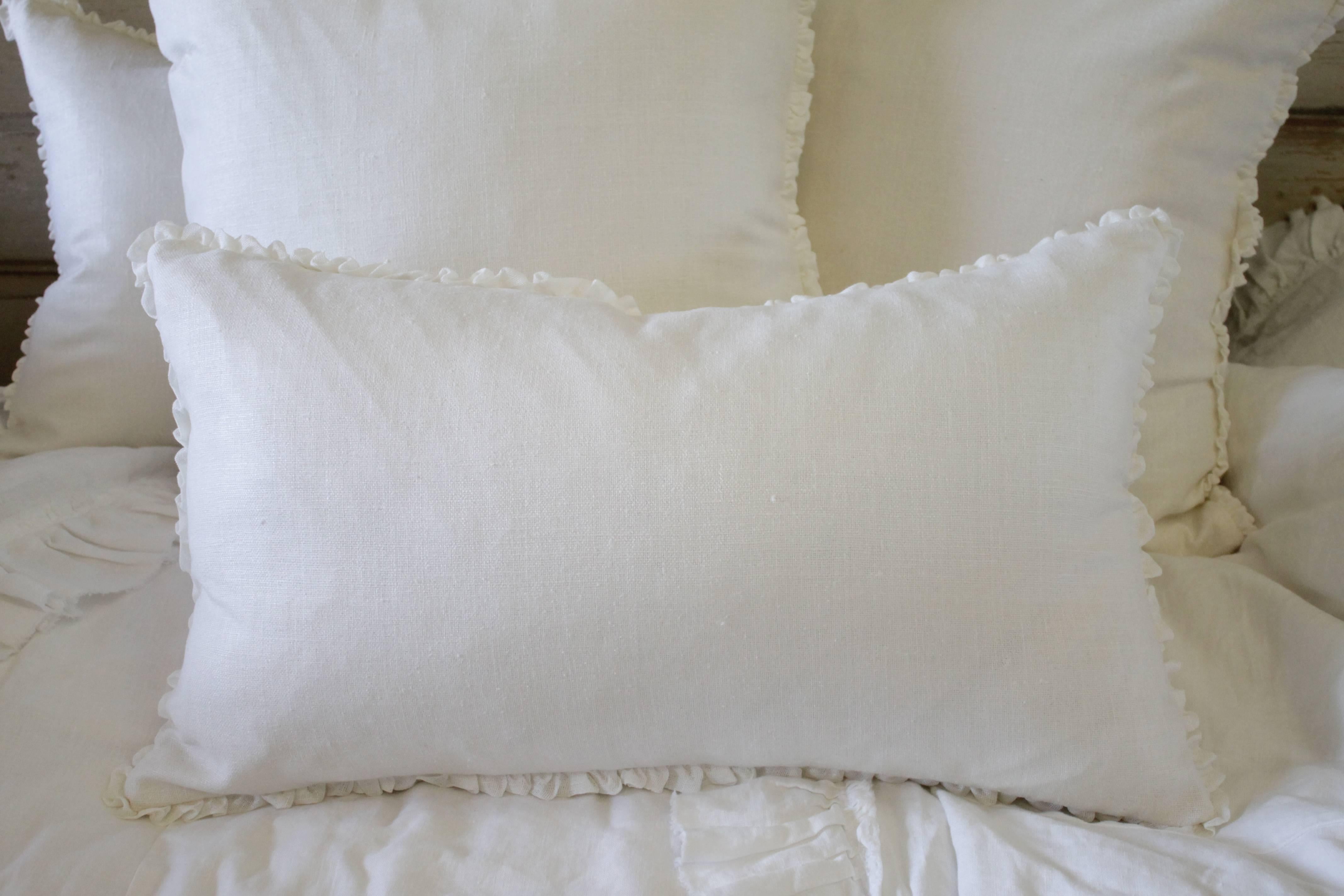 Romantic Custom Soft White Silk and Linen Pillows